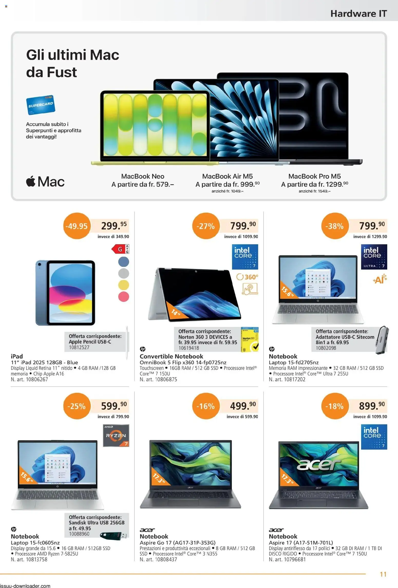 Fust aktionen IT – gültig ab 01.05.2026 | Seite: 11 | Produkte: Laptop, Notebook, Apple, Macbook