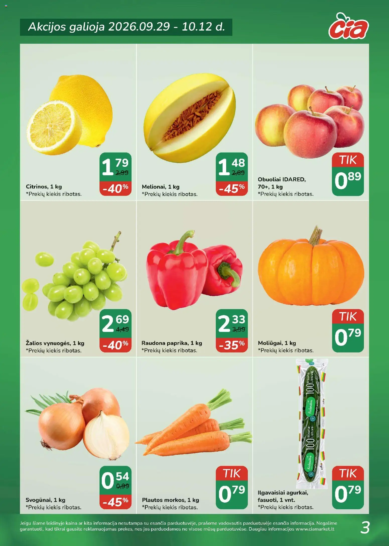 ČIA MARKET akcijos nuo 2026.09.29 | Puslapis: 3 | Prekių: Obuoliai