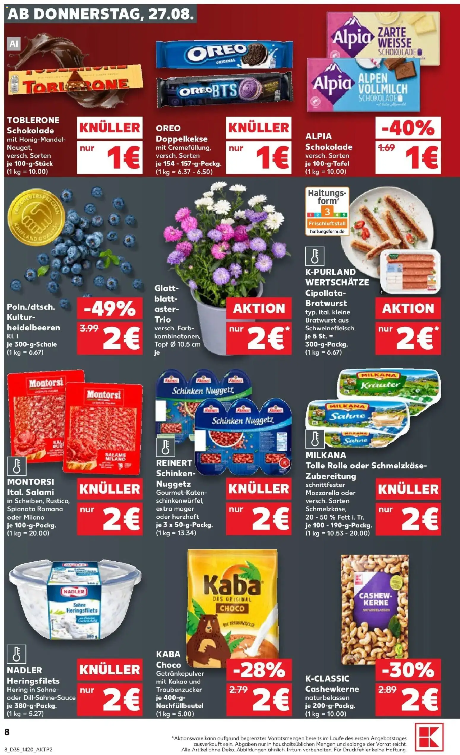 Prospekt Kaufland ab 24.08.2026 » Angebote Online zum Blättern | Seite: 19 | Produkte: Schokolade, Bratwurst, Schinken, Sahne