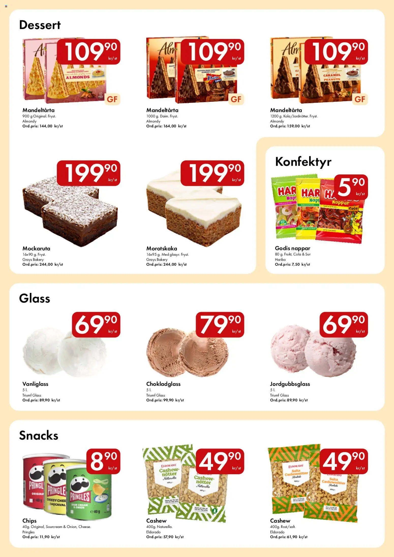 Snabbgross reklamblad aktuell från 07/09/2026 | Sida: 10 | Produkter: Chips, Nötter, Glass, Mandeltårta