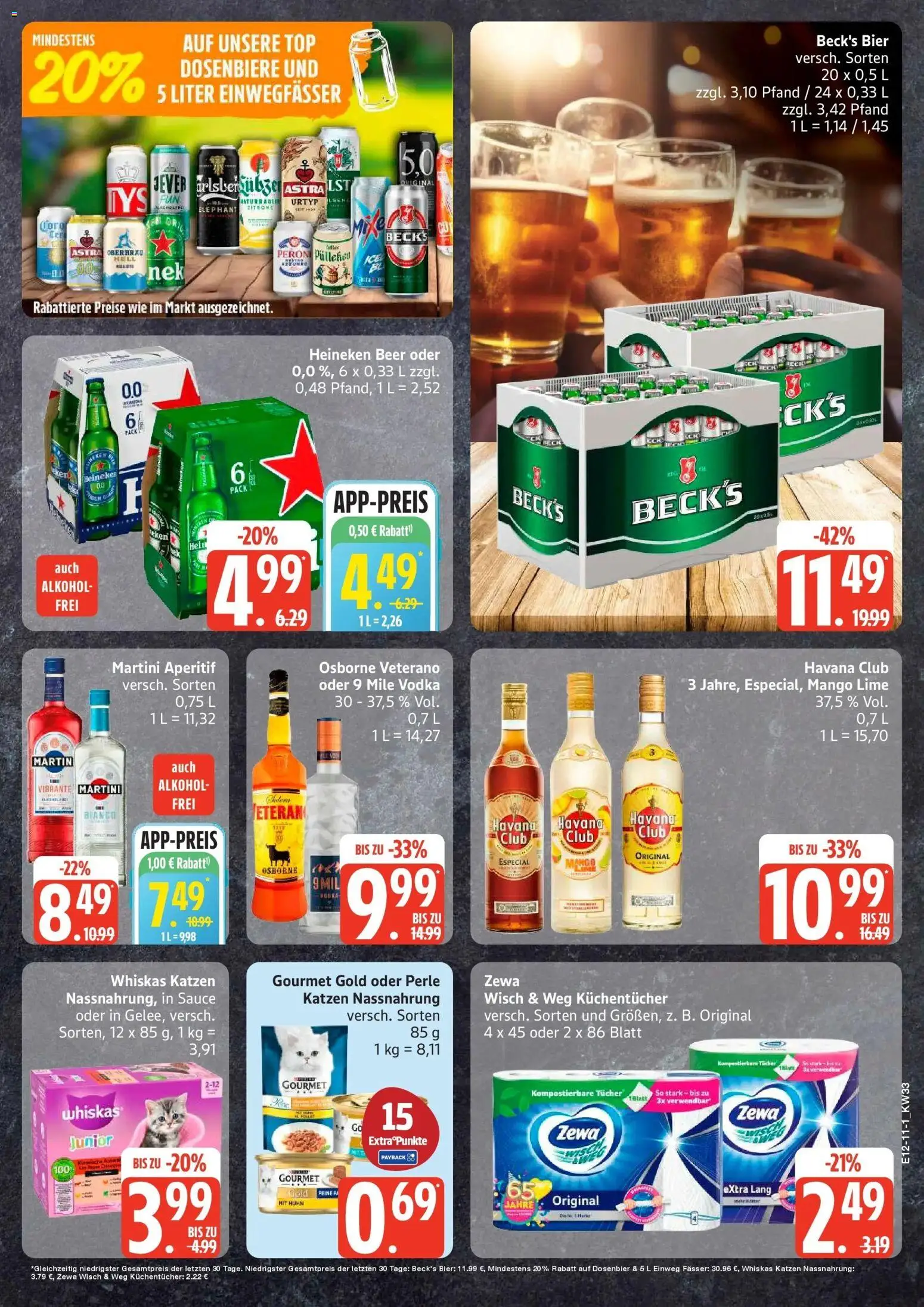 Edeka Prospekt Kiel (ab 10.08.2026) » Angebote Online | Seite: 11 | Produkte: Havana club, Heineken, Mango, Whiskas