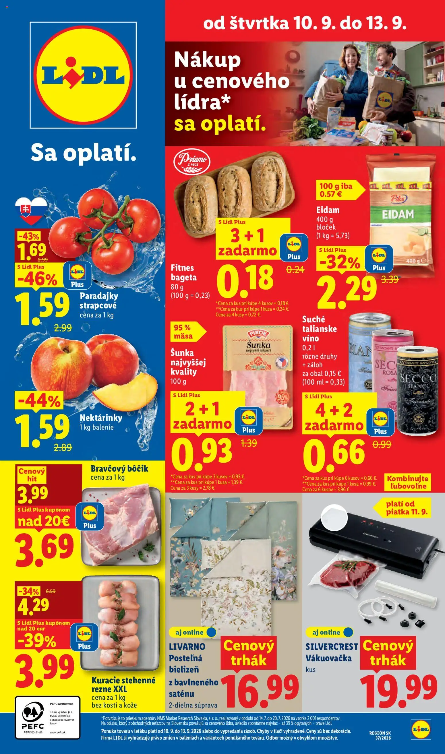Nové Lidl akcie – leták je platný od 07.09.2026 | Strana: 62 | Produkty: Vákuovačka, Paradajky, Secco Bianco, Stehenné rezne