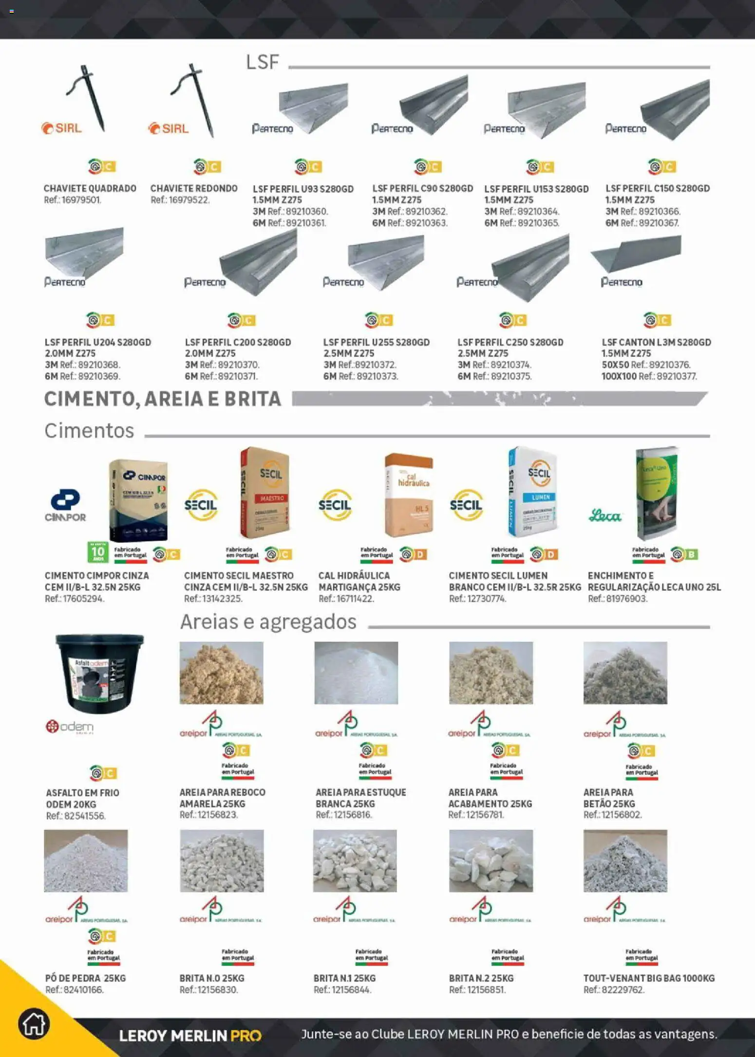 Leroy Merlin Catálogo Pro │ válido de 09.06.2026 | Página: 12 | Produtos: Areia, Pó, Cimento