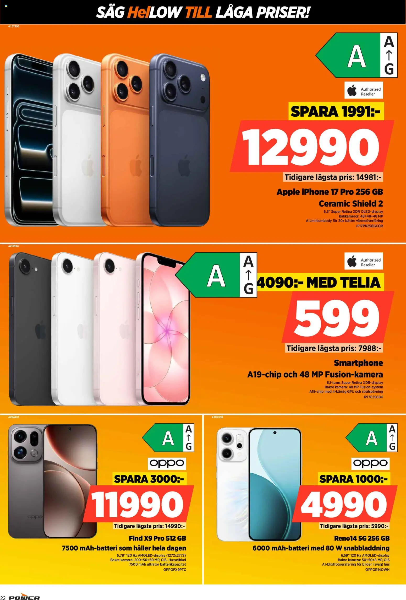 Power reklamblad aktuell från 08.06.2026 | Sida: 22 | Produkter: Äpple, Ljus, Smartphone, Kamera