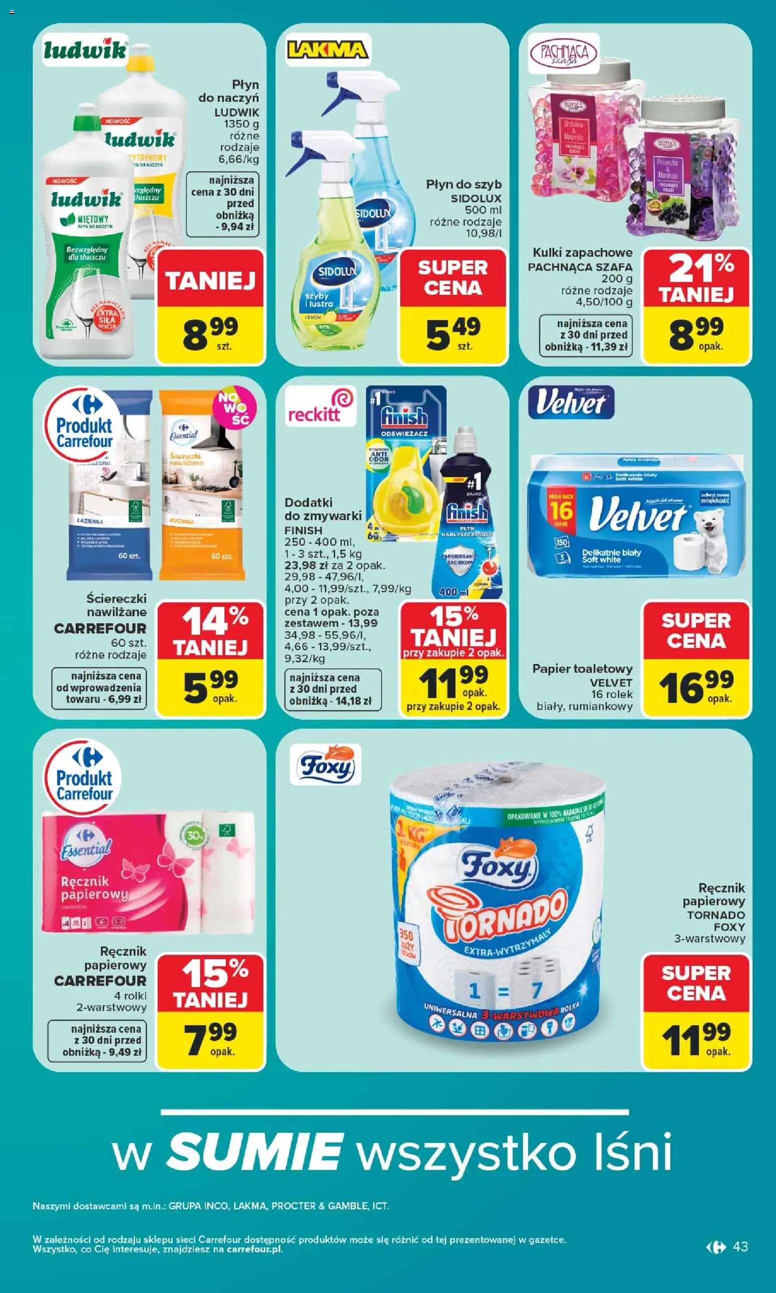 Carrefour gazetka od 08.06.2026 | Strona: 45 | Produkty: Papier toaletowy, Szafa, Finish, Ręcznik papierowy