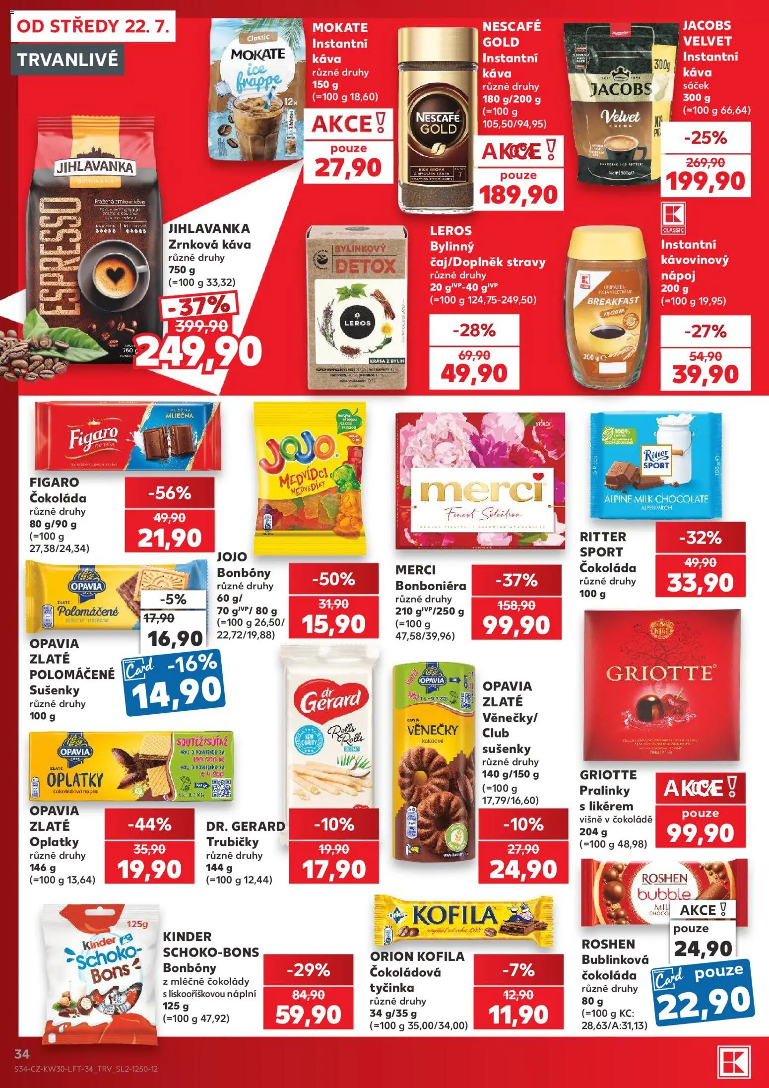 Kaufland leták od 22.07.2026 | Strana: 34 | Produkty: Věnečky, Jacobs, Kinder, Sušenky