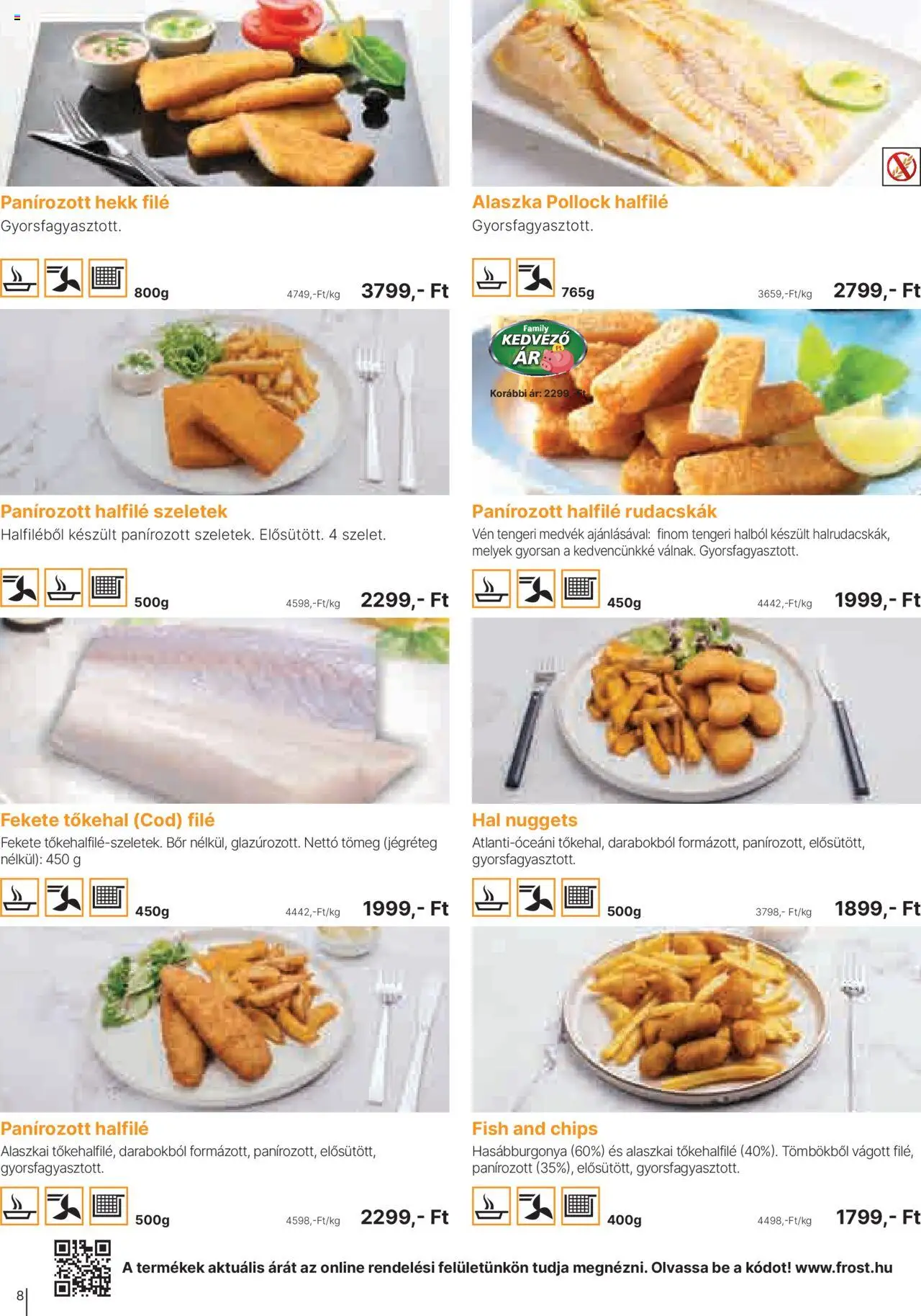 Family Frost akciós ujság - amely érvényes a következő dátumtól: 01.10.2025 | Oldal: 8 | Termékek: Nuggets, Bor, Hal, Hasábburgonya