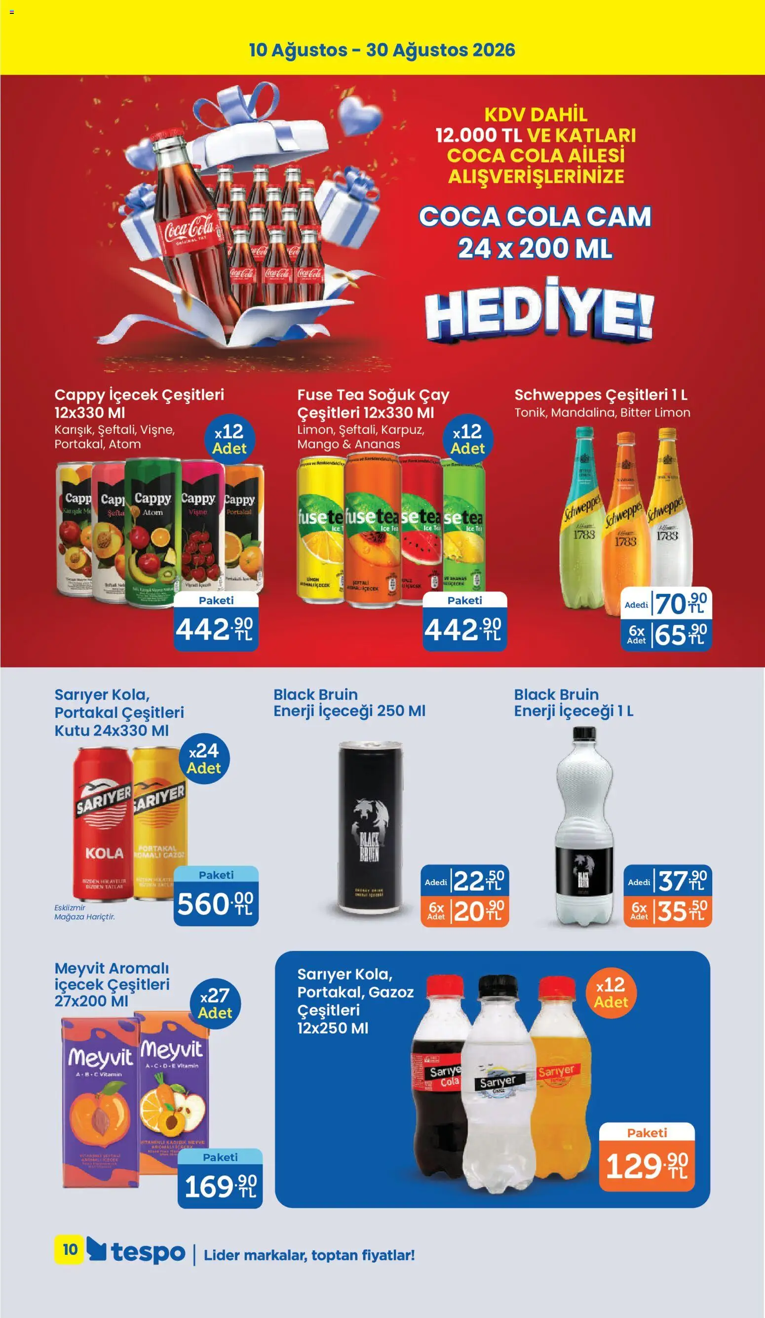 Tespo Katalog - 10 Ağustos 2026 tarihinden itibaren geçerlidir | Sayfa: 10 | Ürünler: Portakal, Mango, Enerji içeceği, Ice tea