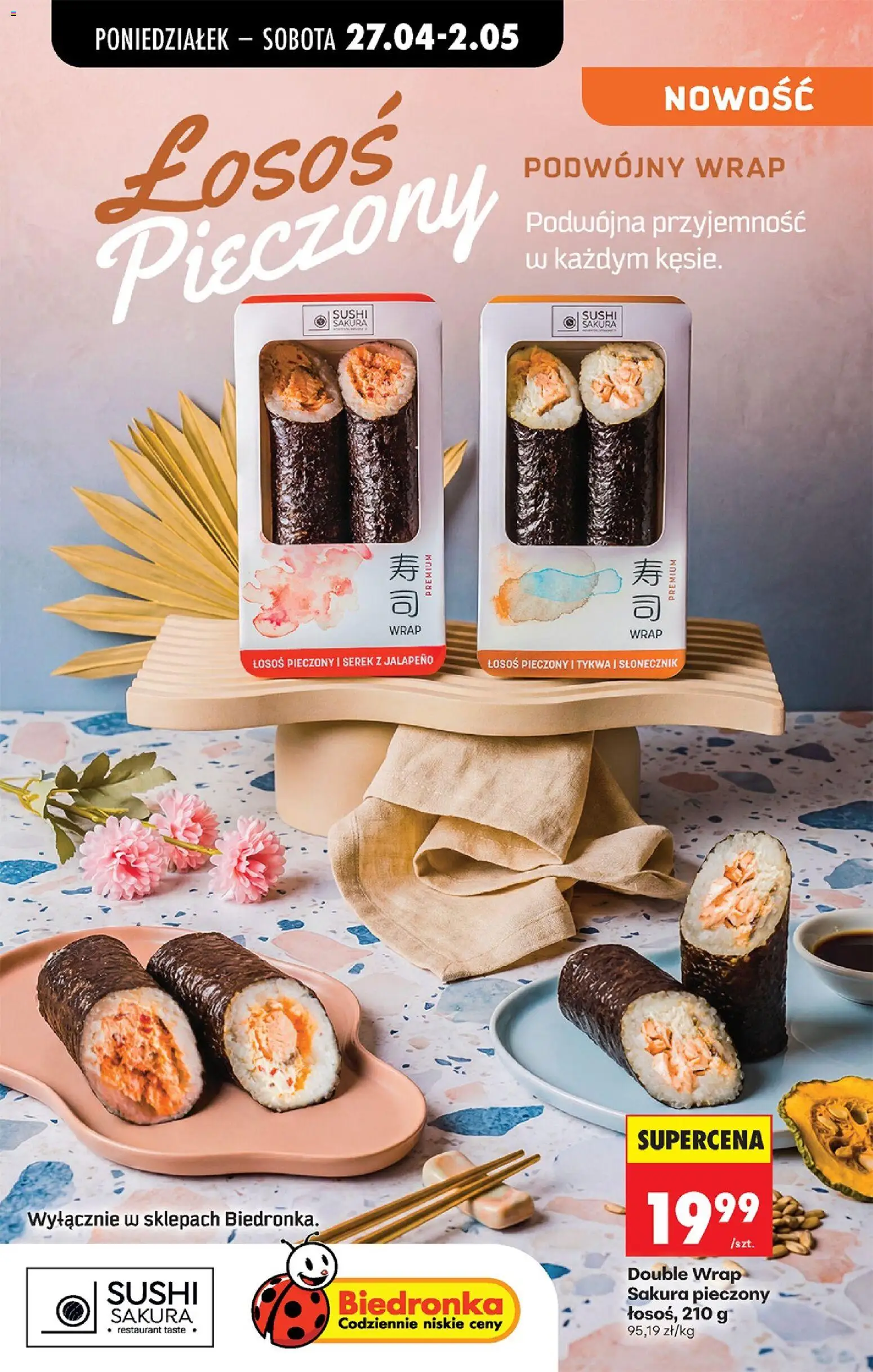 Biedronka gazetka od poniedziałku od 27.04.2026 | Strona: 103 | Produkty: Serek, Łosoś, Sushi, Słonecznik