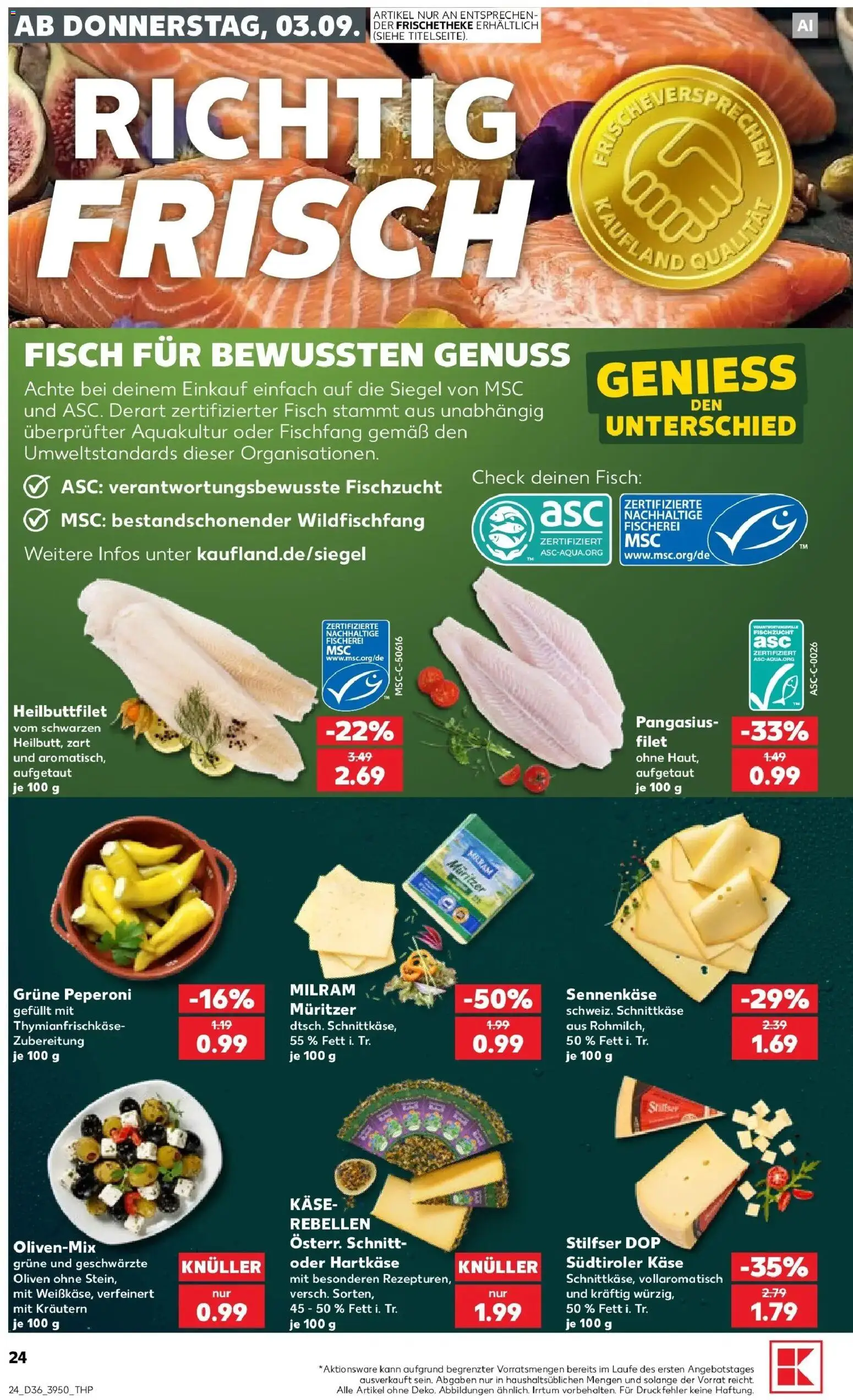 Prospekt Kaufland ab 31.08.2026 » Angebote Online zum Blättern | Seite: 33 | Produkte: Käse, Fisch, Milram