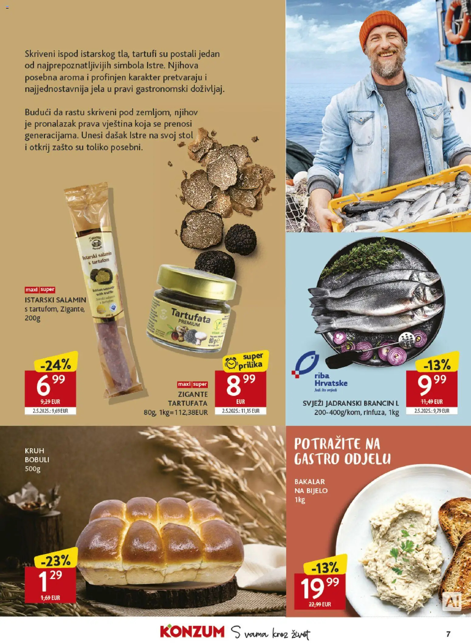 Konzum katalog | vrijedi od 26.10.2026 | Stranica: 7 | Proizvodi: Stol, Kruh, Brancin, Bakalar
