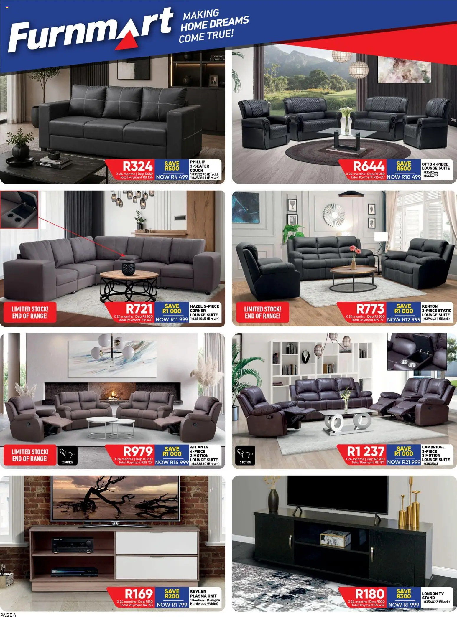 New Furnmart catalogue – valid from 14/09/2026 | Page: 4 | Products: Couch, Plasma unit, Lounge suite, Stock