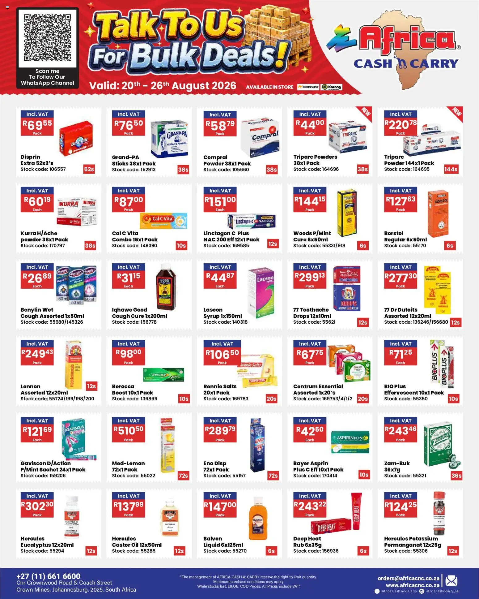 New Africa Cash & Carry catalogue – valid from 20/08/2026 | Page: 10 | Products: Oil, Powder, Stock, Syrup
