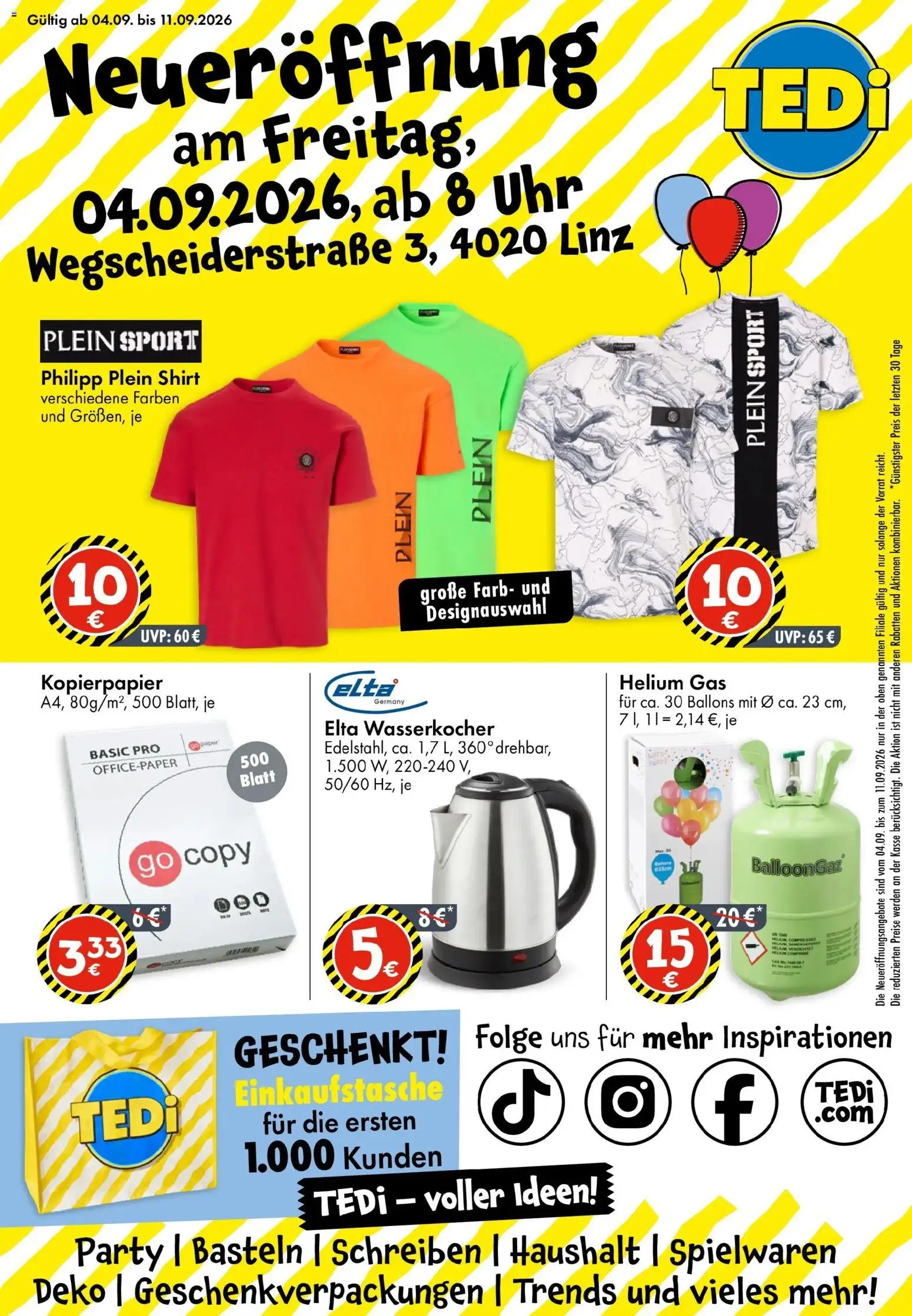TEDi Neueröffnung Linz gültig ab 31.08.2026 | Seite: 1 | Produkte: Uhr, Wasserkocher