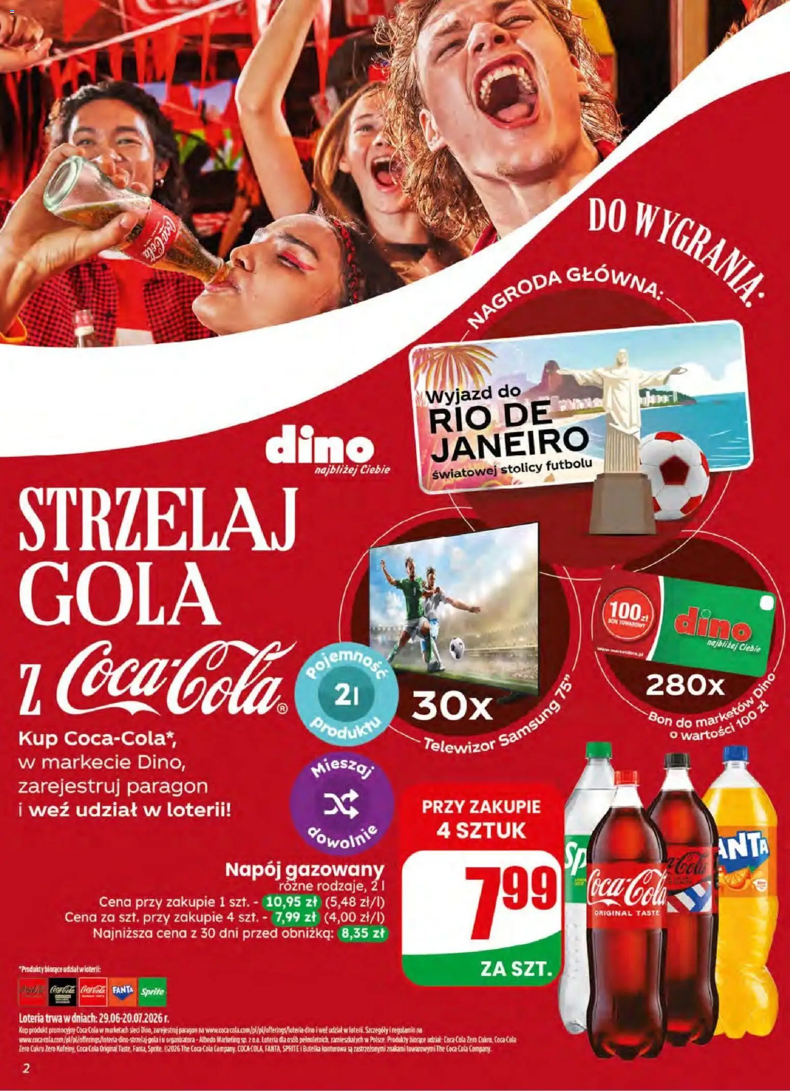 Dino gazetka od 08.07.2026 | Strona: 2 | Produkty: Telewizor, Coca Cola zero, Sprite, Coca cola
