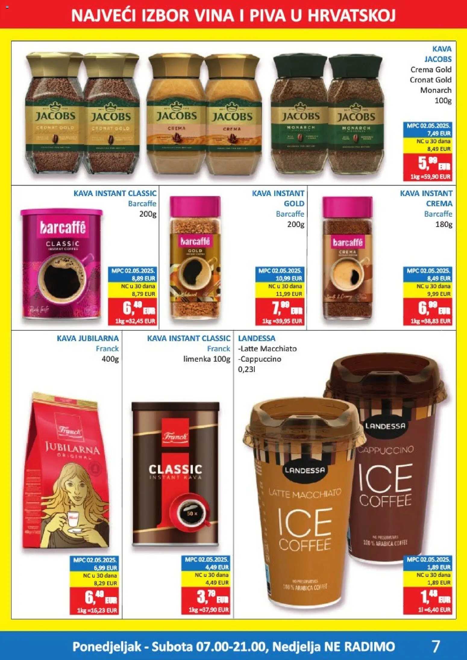Vrutak katalog | vrijedi od 11.05.2026 | Stranica: 7 | Proizvodi: Kava instant, Kava, Jacobs, Cappuccino