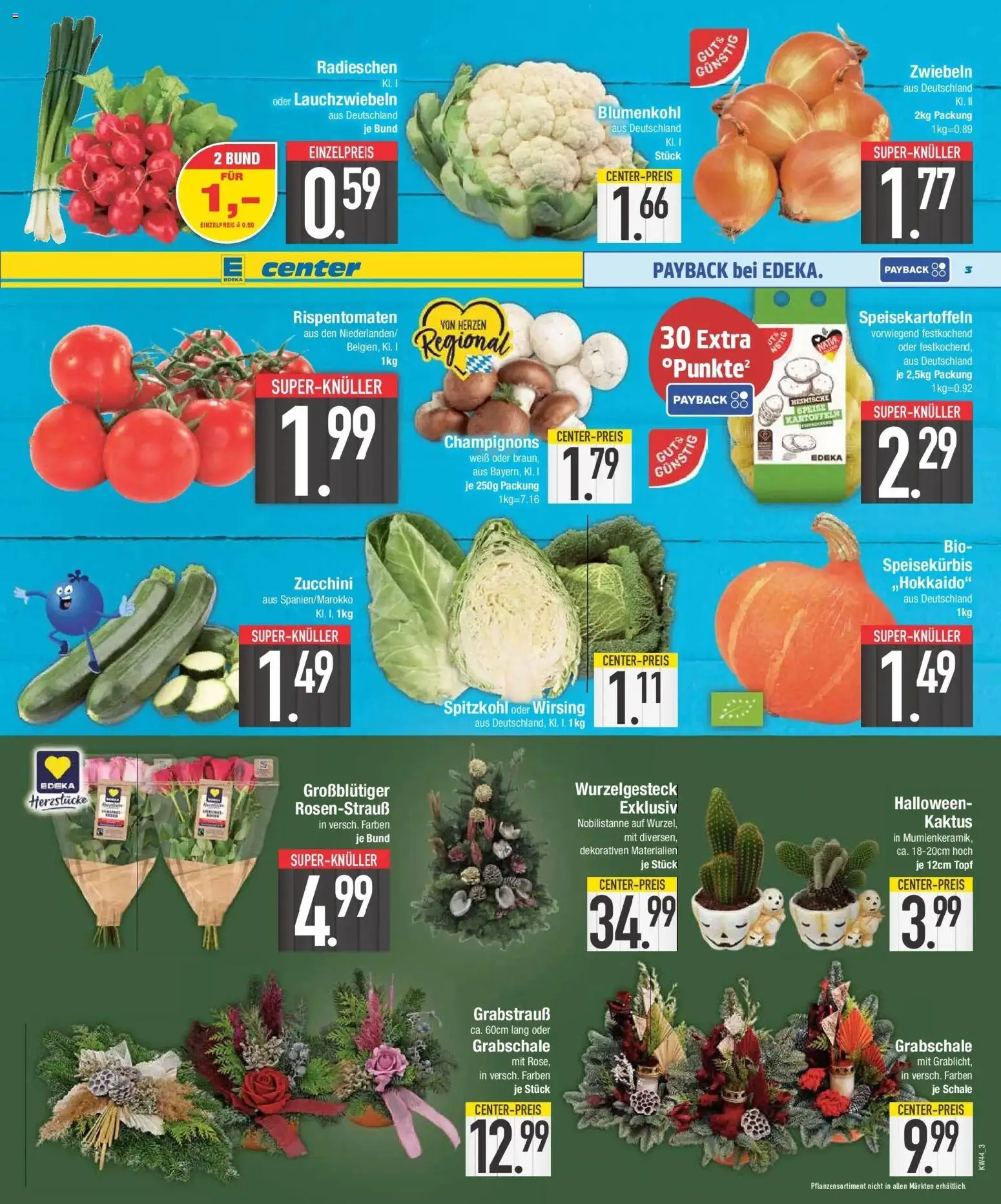 E center Prospekt München (ab 26.10.2026) zum Blättern | Seite: 3 | Produkte: Champignons, Kartoffeln, Zwiebeln, Zucchini