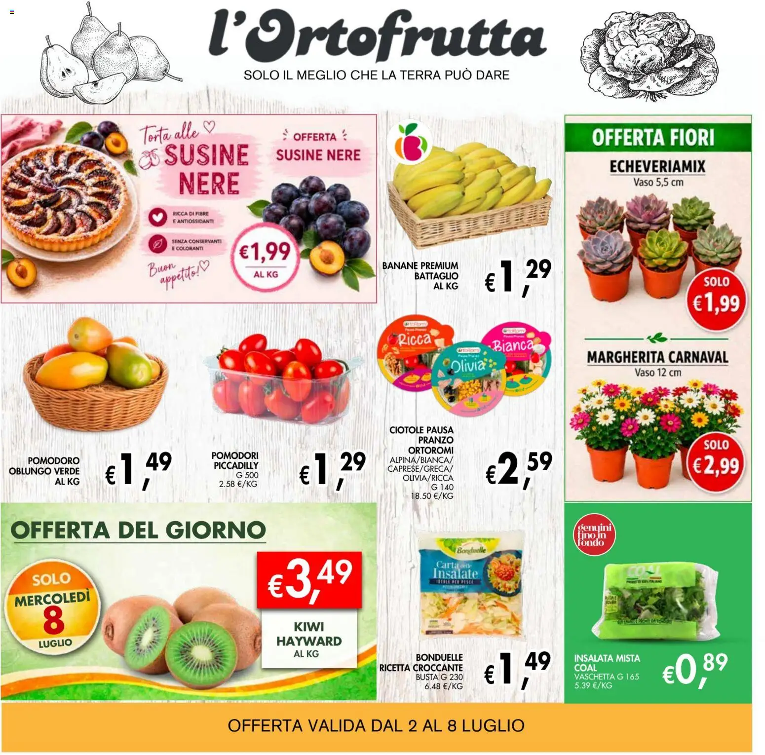 Volantino Coal del 02/07/2026 | Pagina: 2 | Prodotti: Banane, Kiwi, Susine, Terra