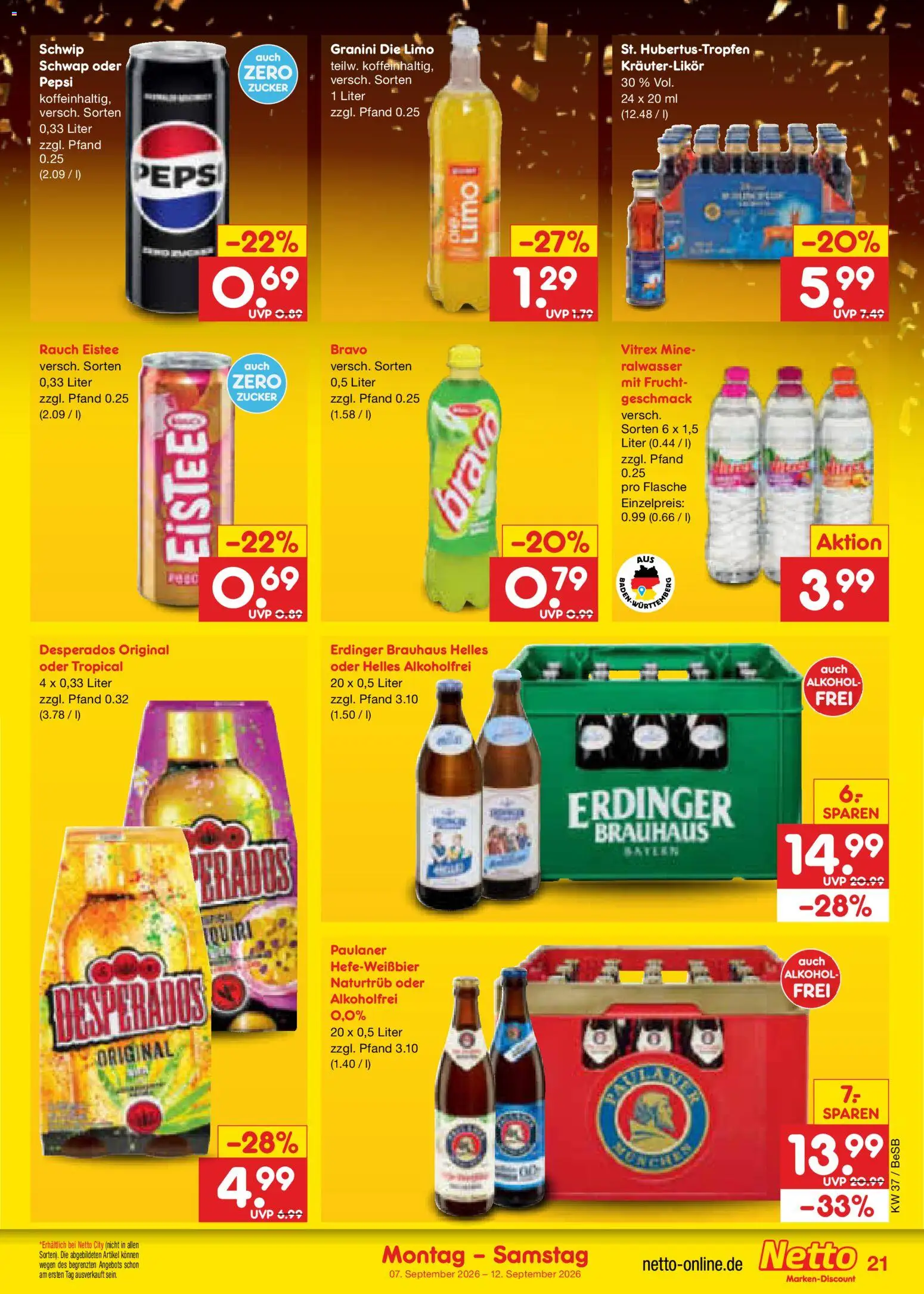 Netto Marken-Discount Prospekt – gültig ab 07.09.2026 | Seite: 29 | Produkte: Zucker, Granini, Pepsi, Paulaner