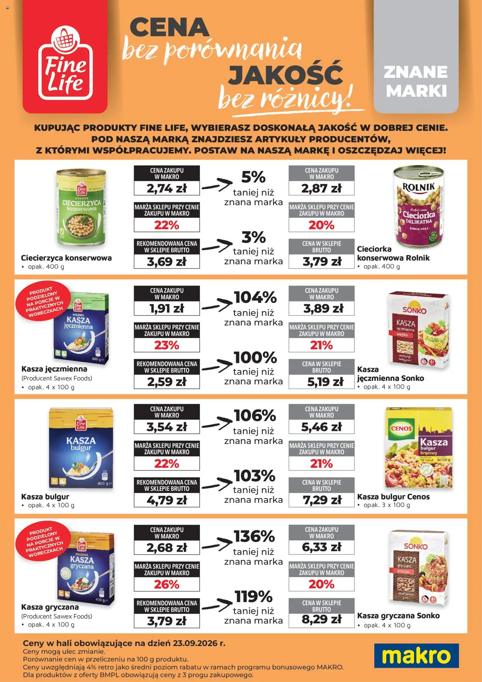 Makro gazetka - Fine Life od 01.10.2026 | Strona: 2 | Produkty: Bulgur, Ciecierzyca konserwowa, Ciecierzyca, Warzywa