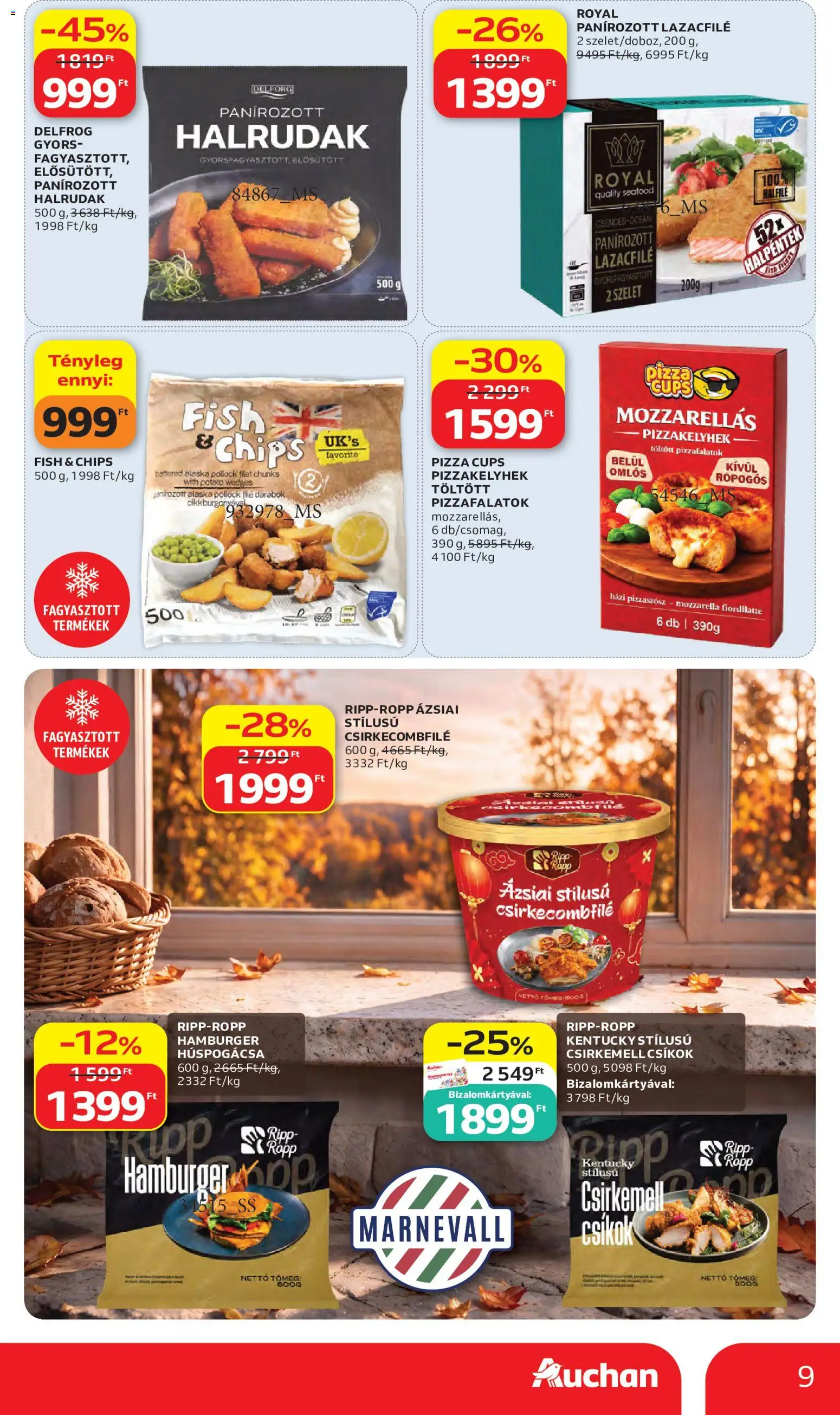 Auchan akciós ujság - amely érvényes a következő dátumtól: 2026.10.15. | Oldal: 9 | Termékek: Pizza, Filé, Csirkemell, Gyorsfagyasztott