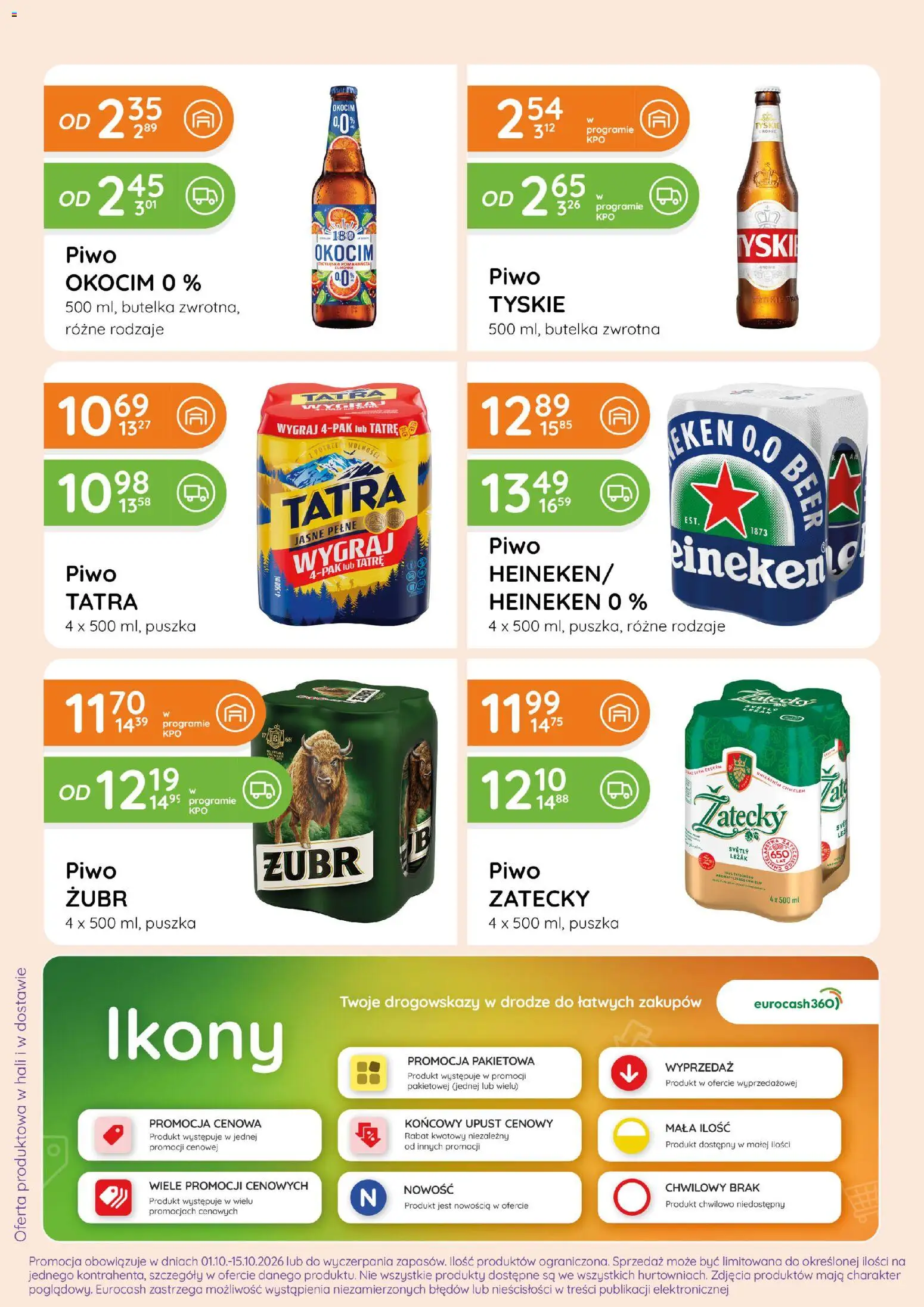 Eurocash gazetka - Ofensywa Alkoholowa od 01.10.2026 | Strona: 4 | Produkty: Piwo żubr, Leżak, Tyskie, Heineken