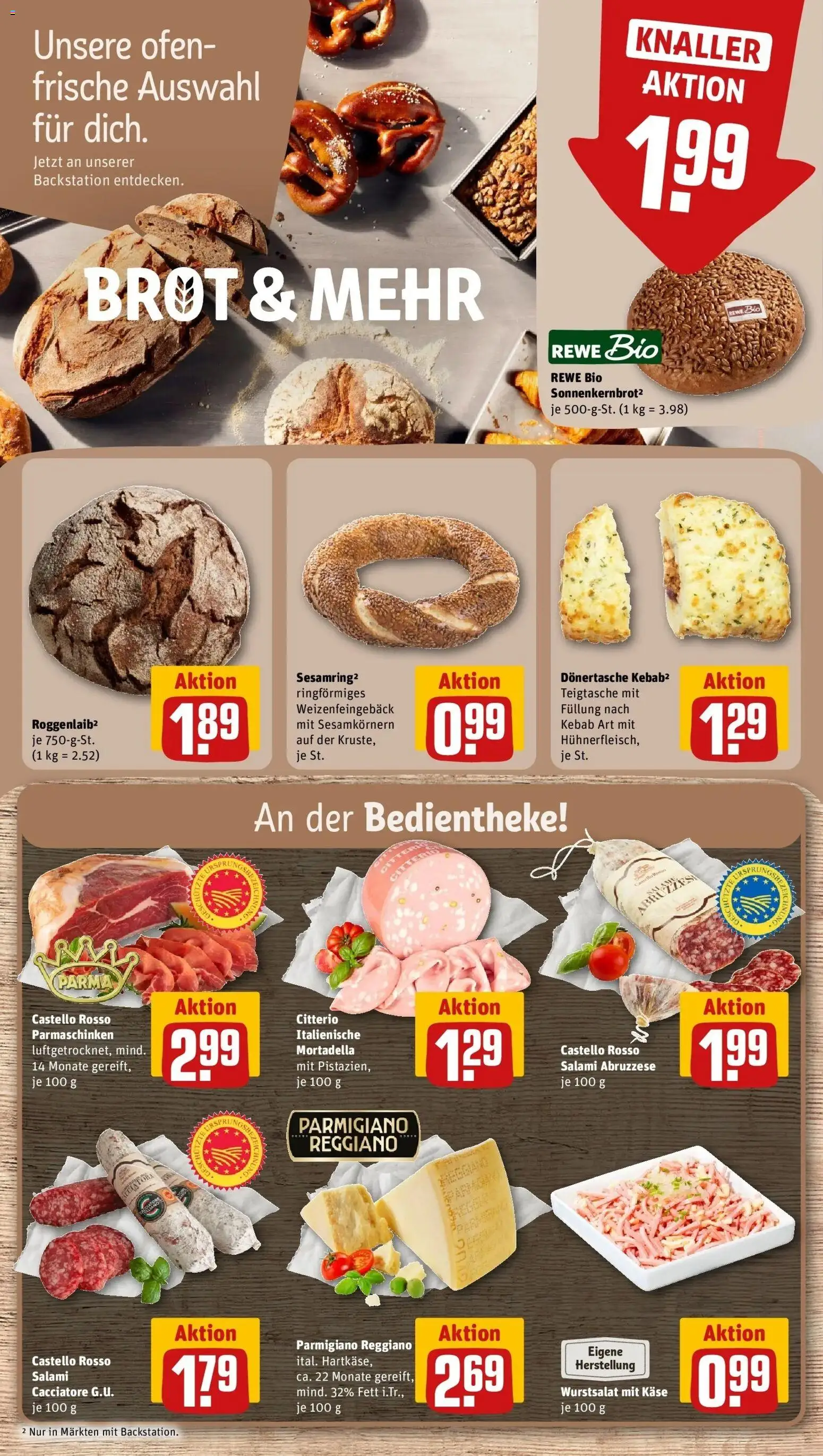 REWE Prospekt ab 05.10.2026 zum Blättern » Angebote | Seite: 13 | Produkte: Ofen, Käse, Brot, Salami