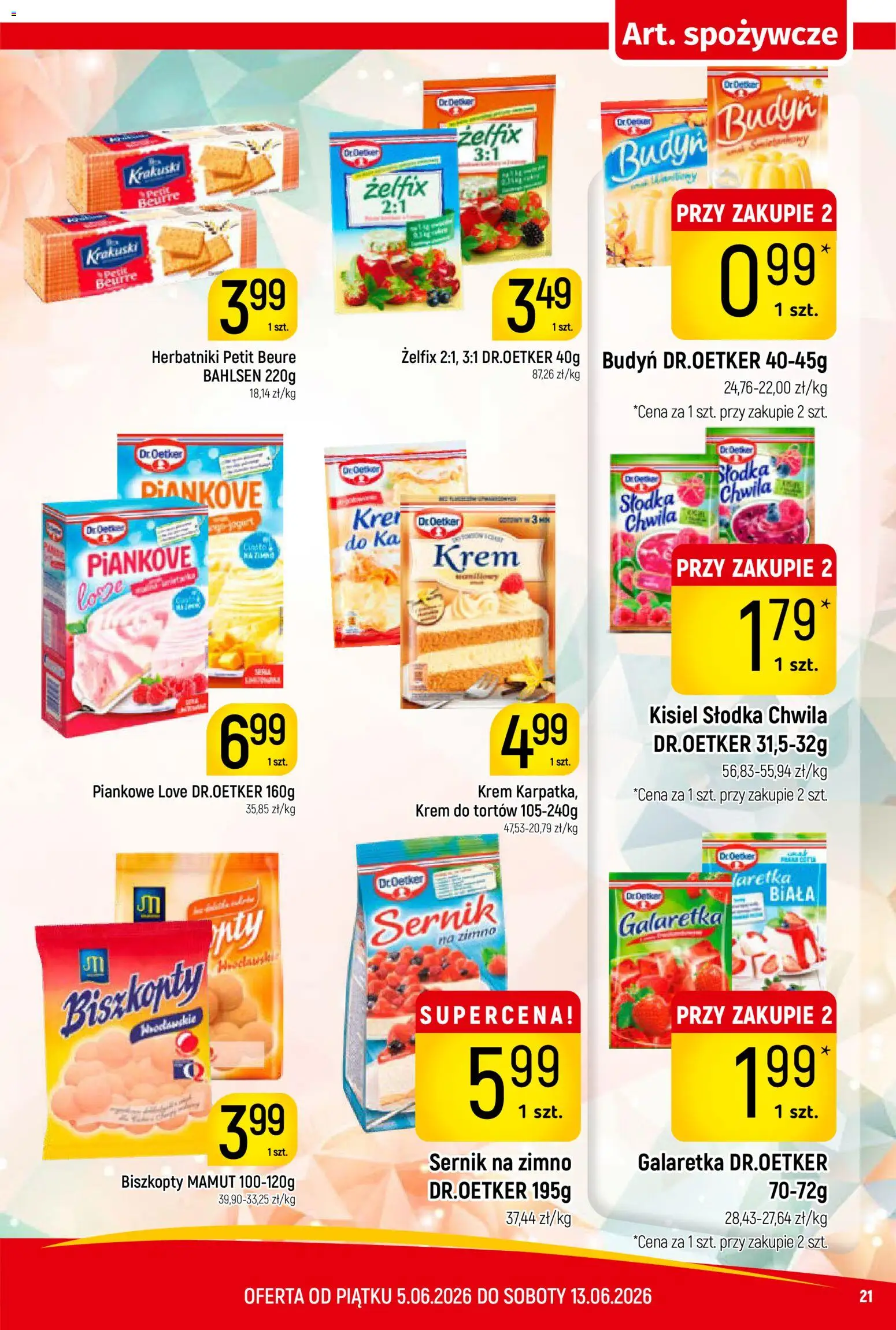 Piotruś Pan gazetka od 05.06.2026 | Strona: 21 | Produkty: Galaretka, Herbatniki, Krem