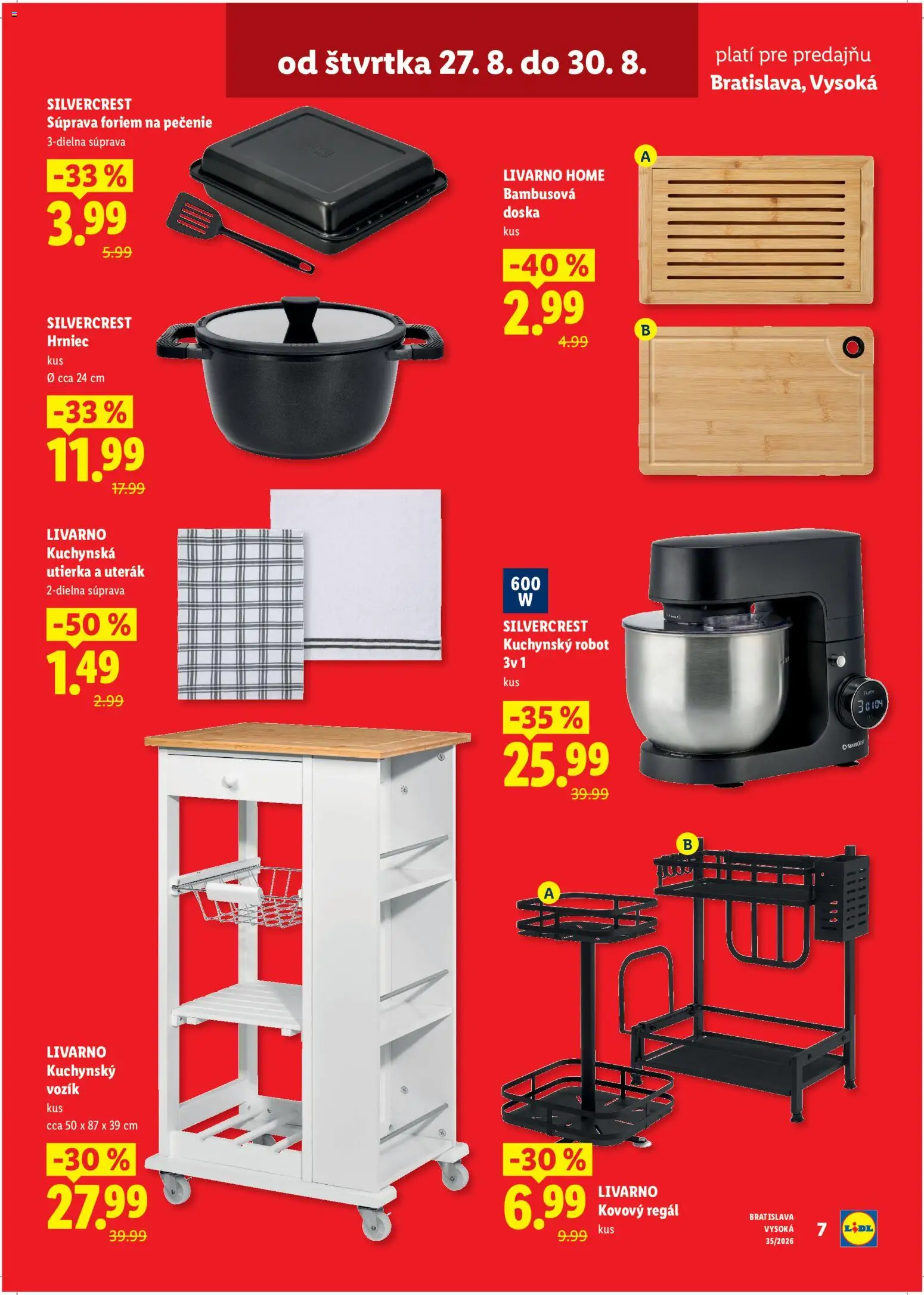 Nové Lidl akcie – leták je platný od 27.08.2026 | Strana: 7 | Produkty: Kovový regál, Regál, Kuchynský robot