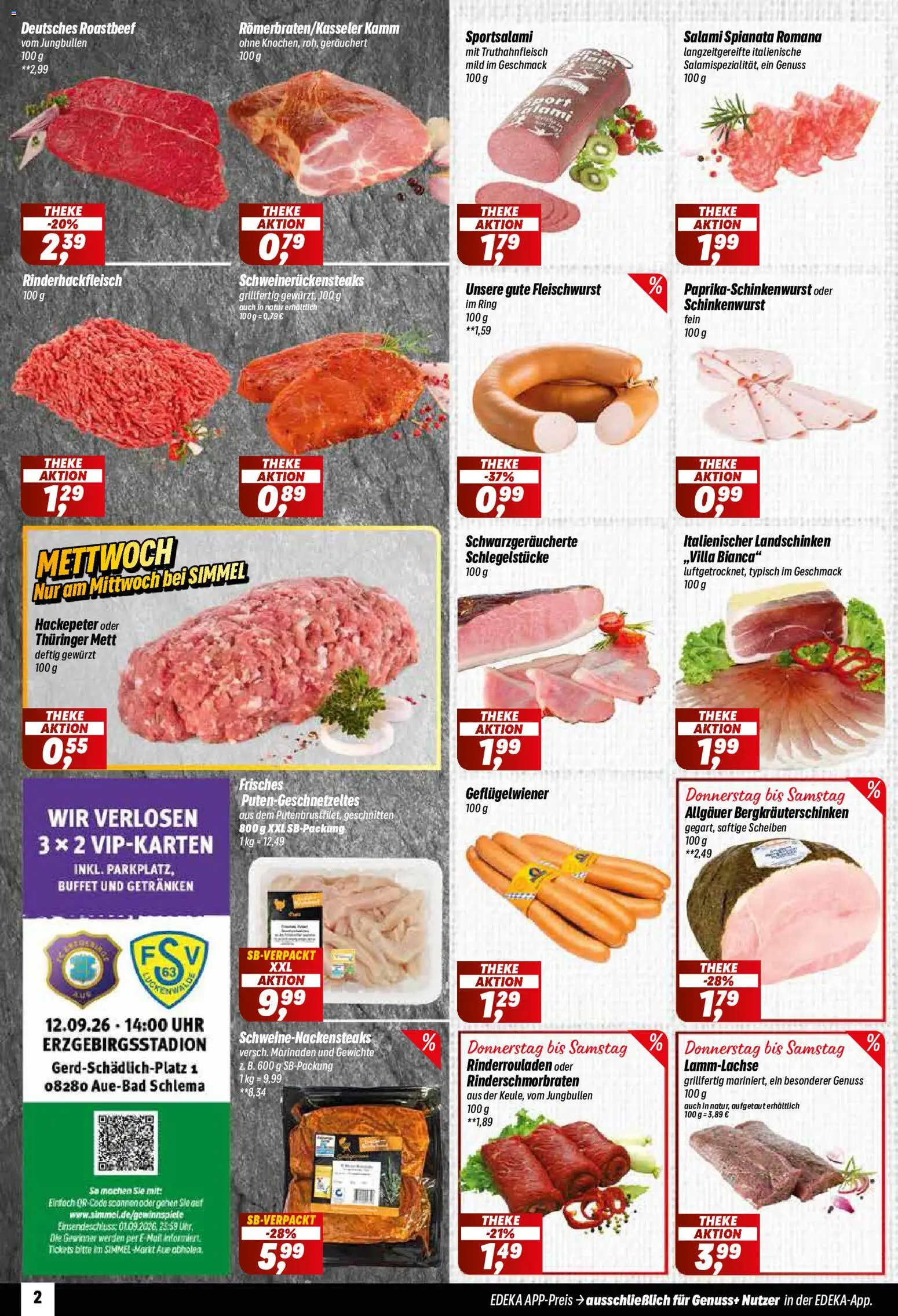 Simmel Prospekt – gültig ab 31.08.2026 | Seite: 2 | Produkte: Theke, Roastbeef, Salami, Uhr