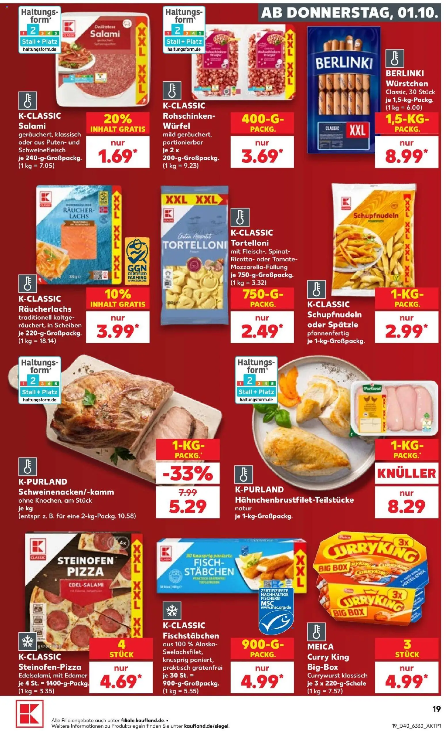 Kaufland Prospekt Kiel – gültig ab 01.10.2026 | Seite: 23 | Produkte: Meica, Lachs, Salami, Schweinefleisch