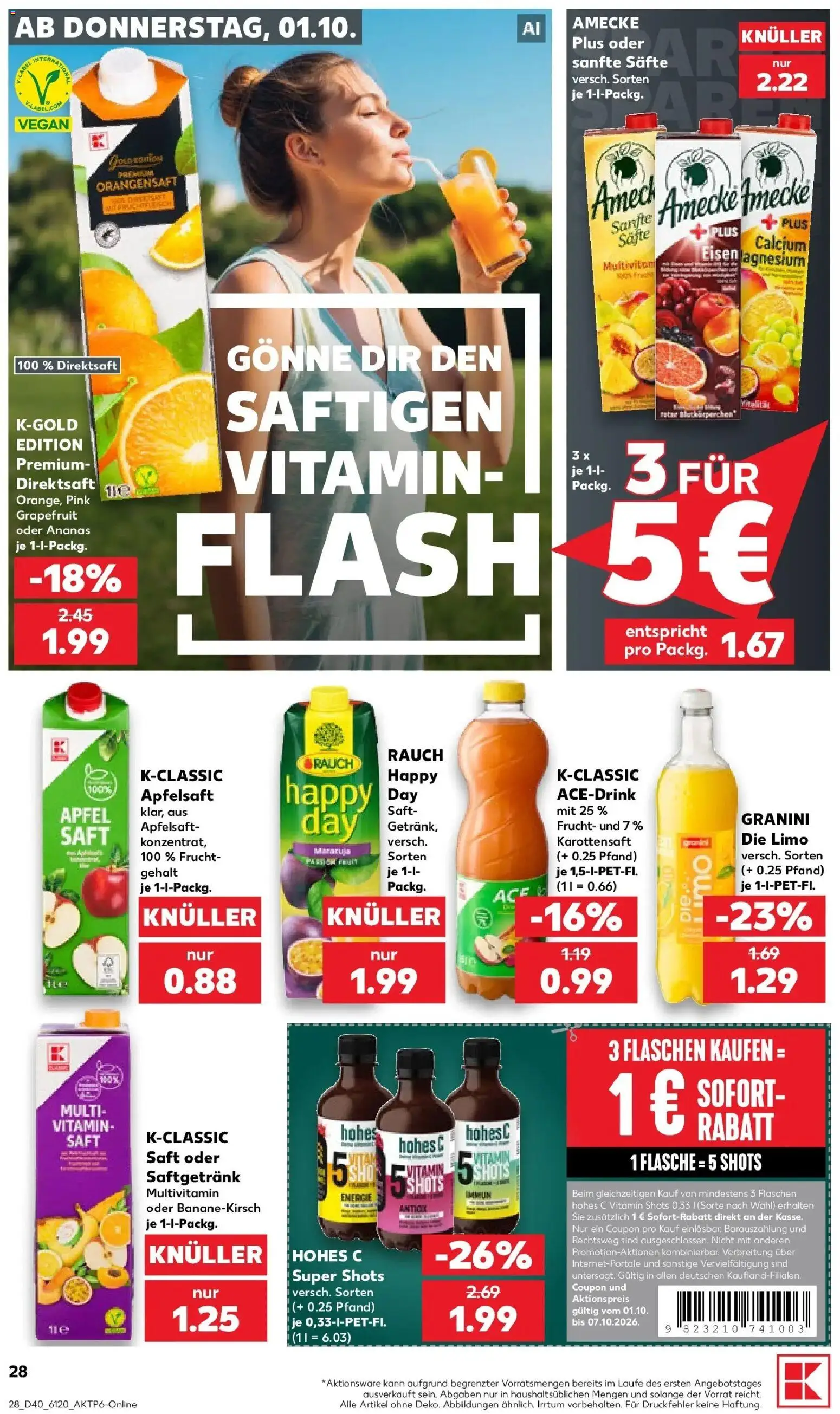 Prospekt Kaufland ab 28.09.2026 » Angebote Online zum Blättern | Seite: 38 | Produkte: Äpfel, Orangensaft, Grapefruit, Granini