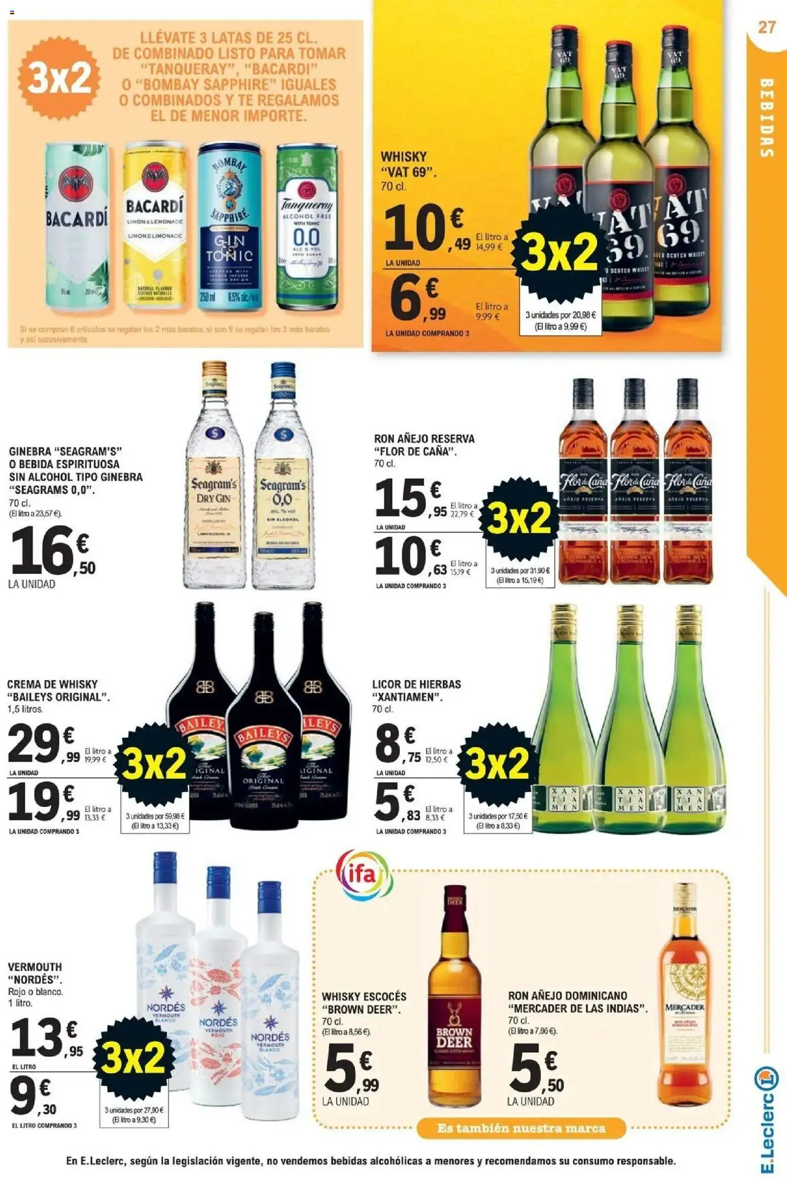 E.Leclerc Megames 3X2 21/10/2026 - 01/11/2026 | Página: 27 | Productos: Limón, Ginebra, Bebidas, Alcohol