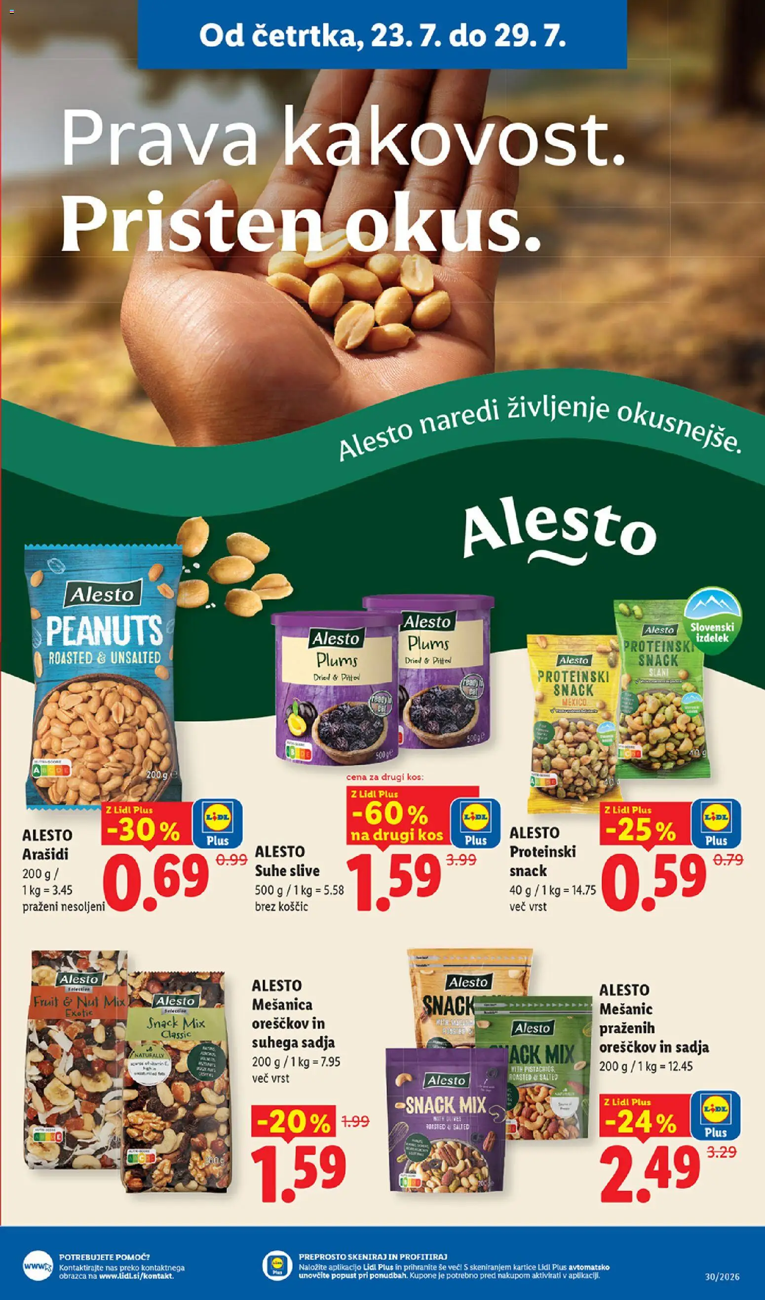 Novi Lidl katalog ponudbe – veljaven od 23.07.2026 | Stran: 9 | Izdelki: Arašidi, Kos, Suhe slive