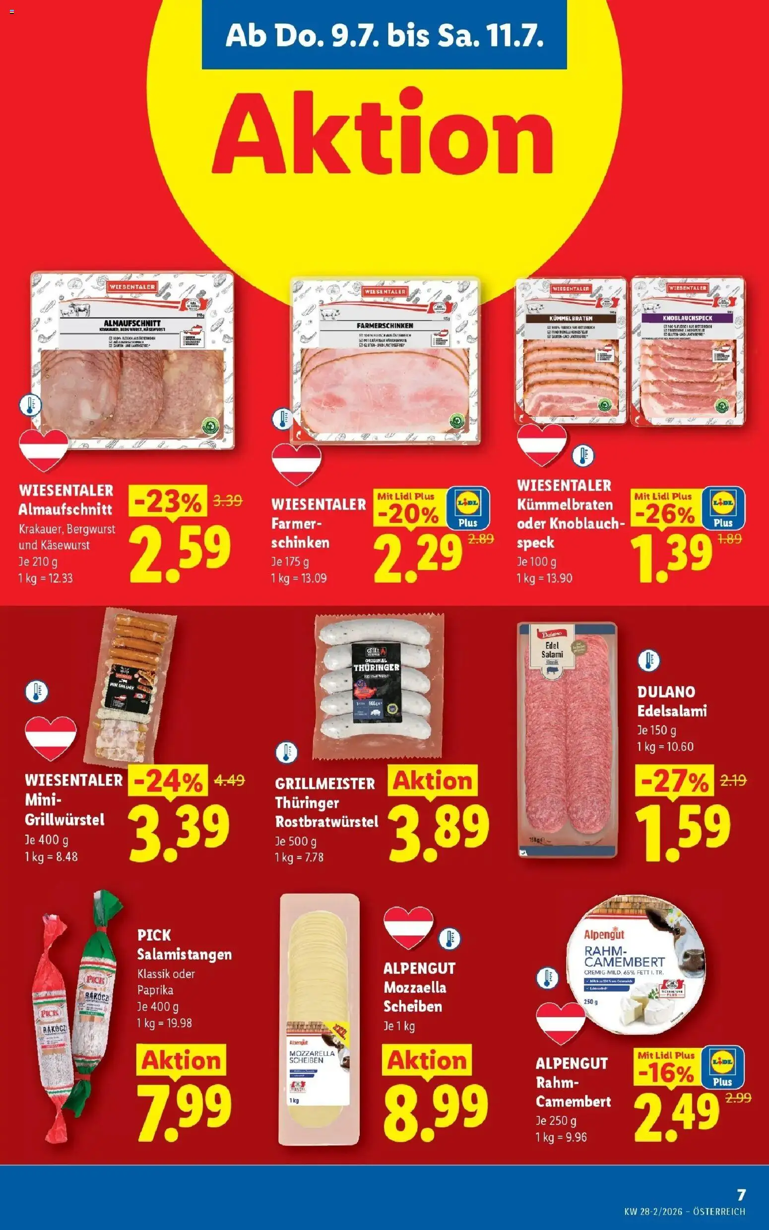 Lidl Flugblatt - Wien, Langenzersdorf, Zwettl gültig ab 09.07.2026 | Seite: 9 | Produkte: Knoblauch, Grill, Salami, Schinken