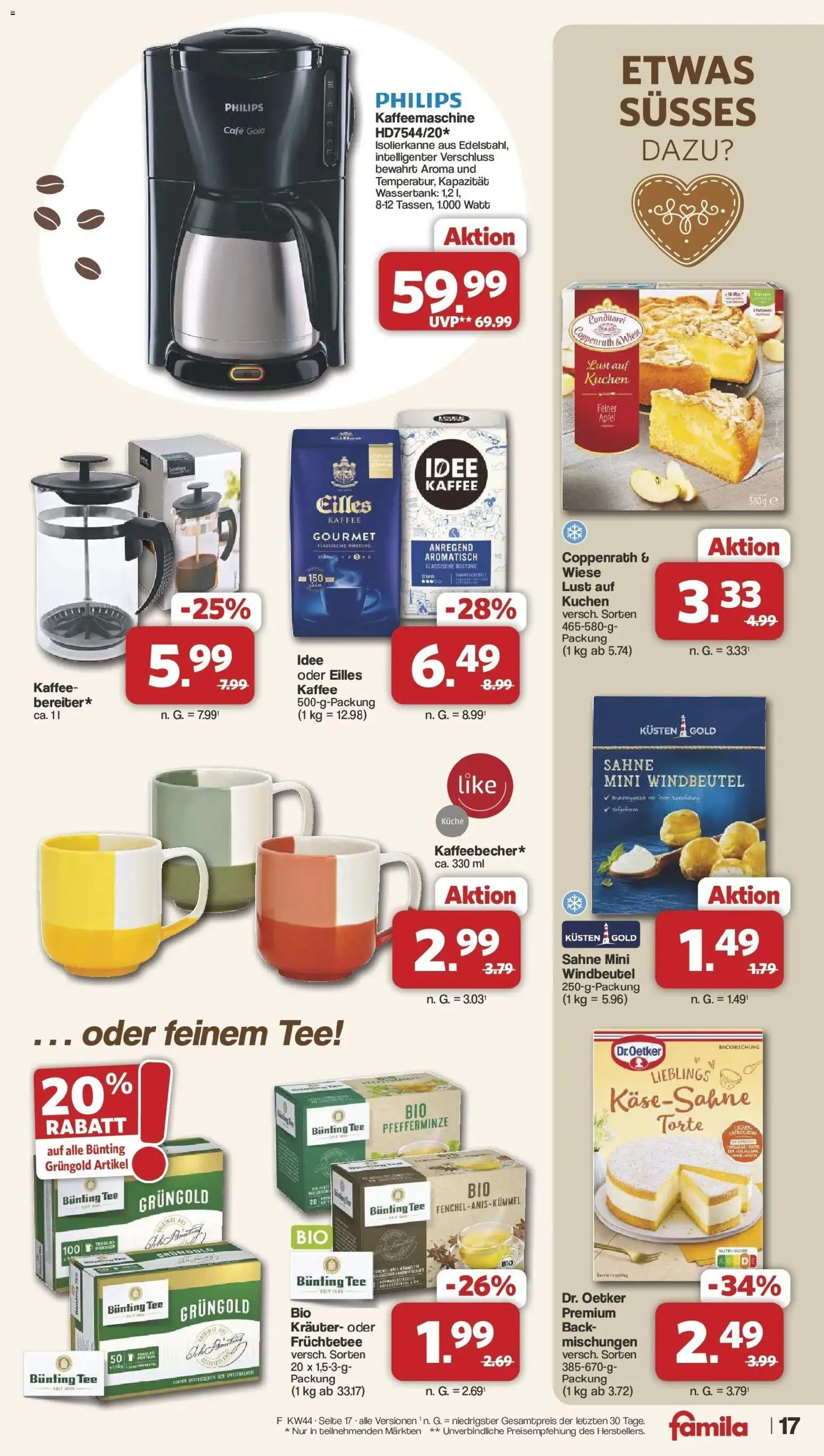 Famila Nordwest - Famila: Wochenangebote – gültig ab 26.10.2026 | Seite: 17 | Produkte: Philips, Früchtetee, Eilles kaffee, Sahne