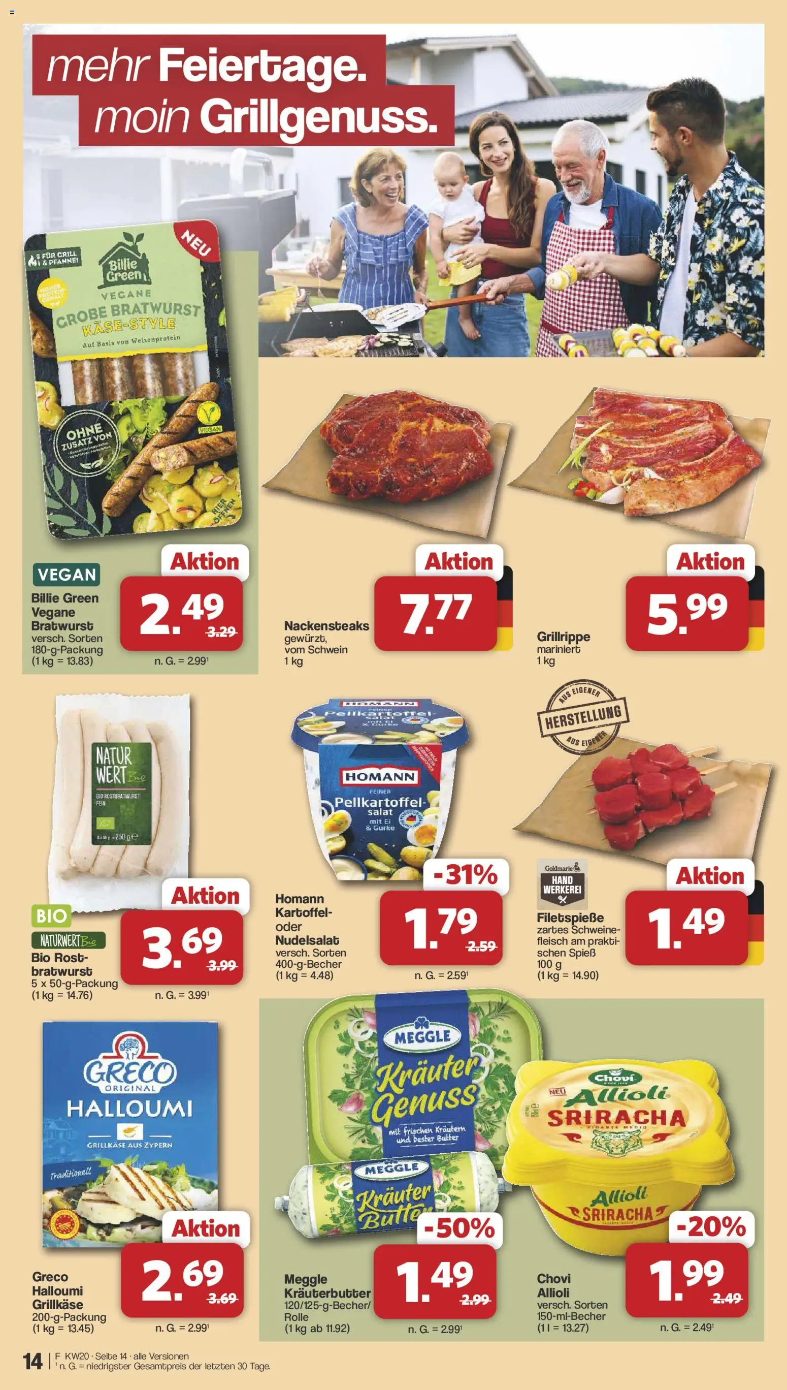 Famila Nordwest Prospekt 	 – gültig ab 11.05.2026 | Seite: 14 | Produkte: Nackensteaks, Grill, Bratwurst, Salat