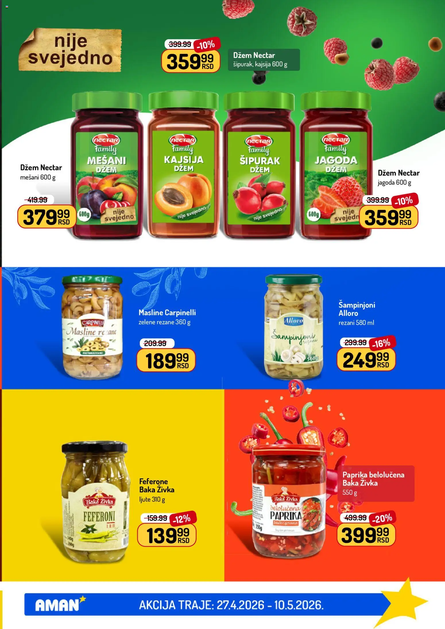 Aman katalog - važi od 27.04.2026 | Strana: 17 | Proizvode: Dzem, Kajsija, Paprika, Šampinjoni