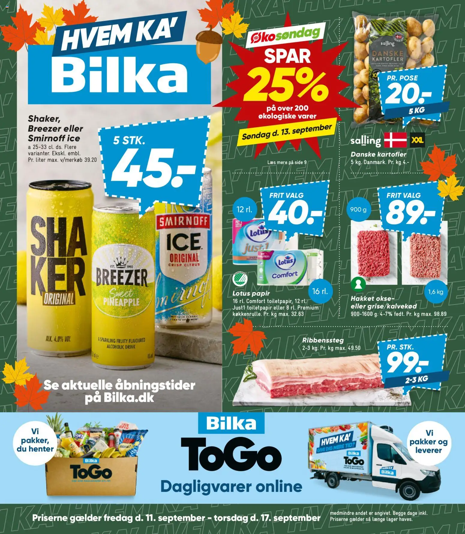 Bilka tilbudsavis – gyldig fra 11/09/2026 | Side: 1 | Produkter: Dagligvarer, Kartofler
