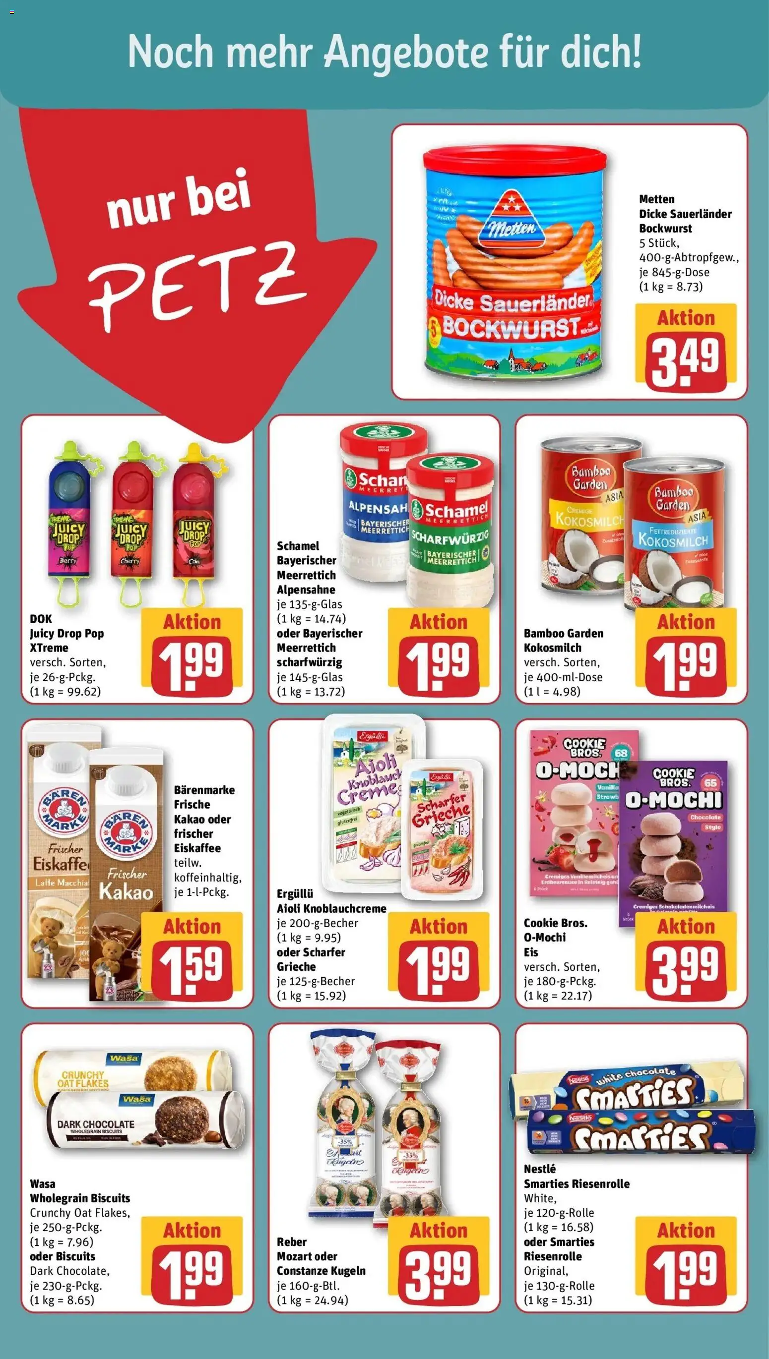 REWE Prospekt ab 14.09.2026 zum Blättern » Angebote | Seite: 18 | Produkte: Bockwurst, Dicke sauerlander bockwurst, Smarties, Kokosmilch
