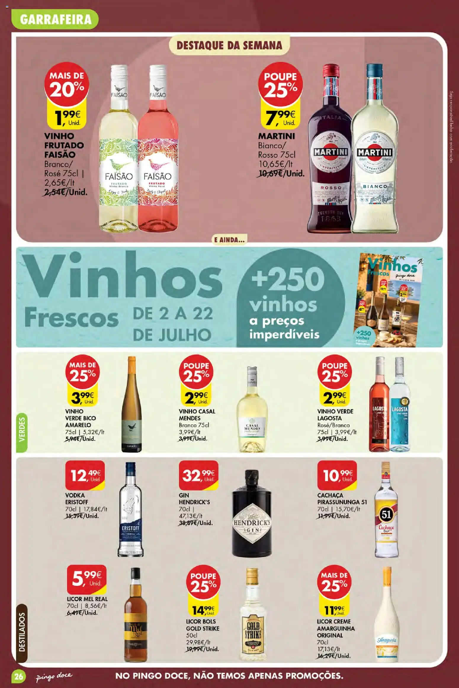 Pingo Doce Poupe Esta Semana Açores │ válido de 09/07/2026 | Página: 26 | Produtos: Cachaça, Mel, Creme, Vodka