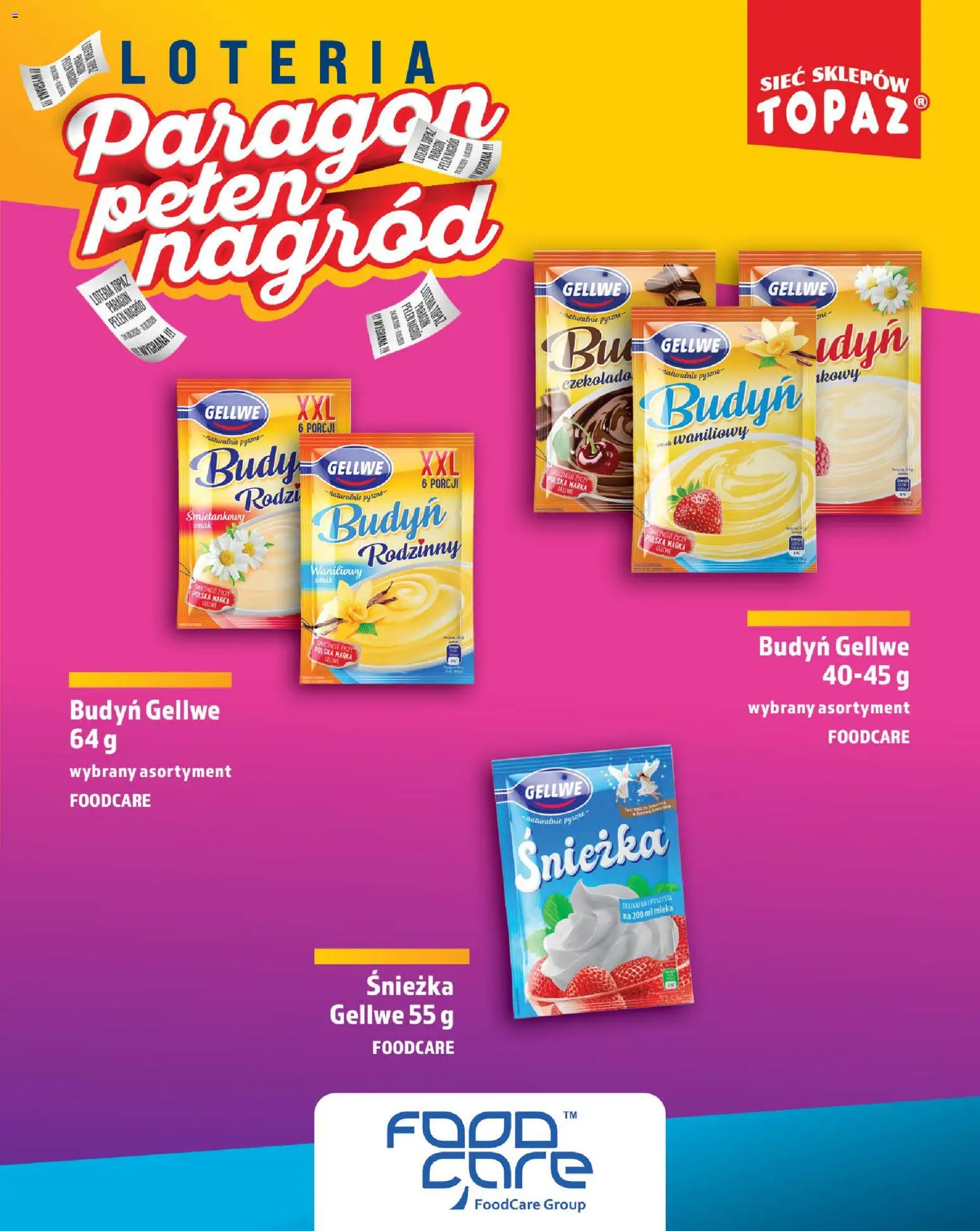 Topaz gazetka - Loteria Paragonowa od 24.08.2026 | Strona: 65 | Produkty: Budyń, Mleka, Śnieżka