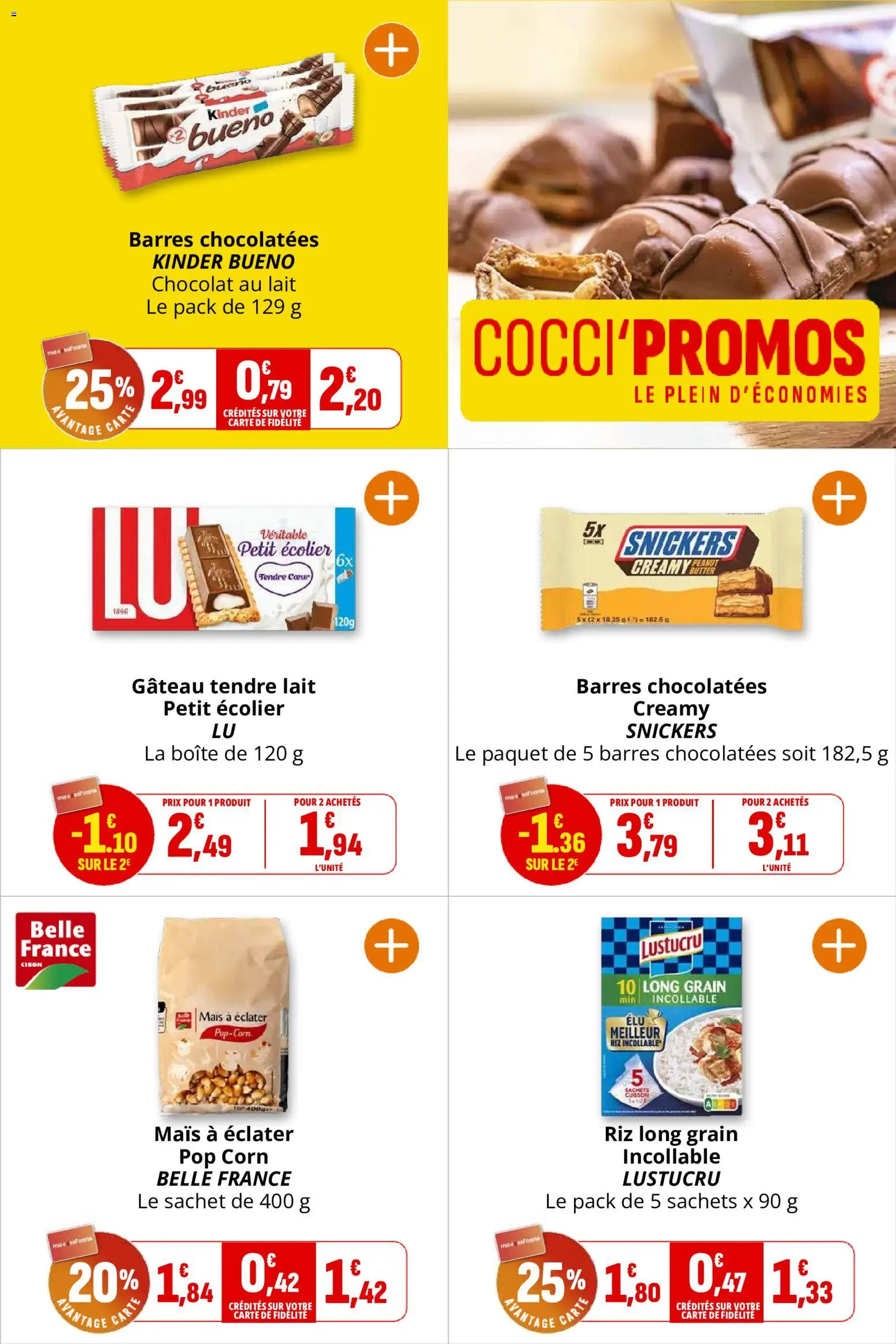 {H1} | Page: 14 | Produits: Mais, Kinder Bueno, Lait, Chocolat