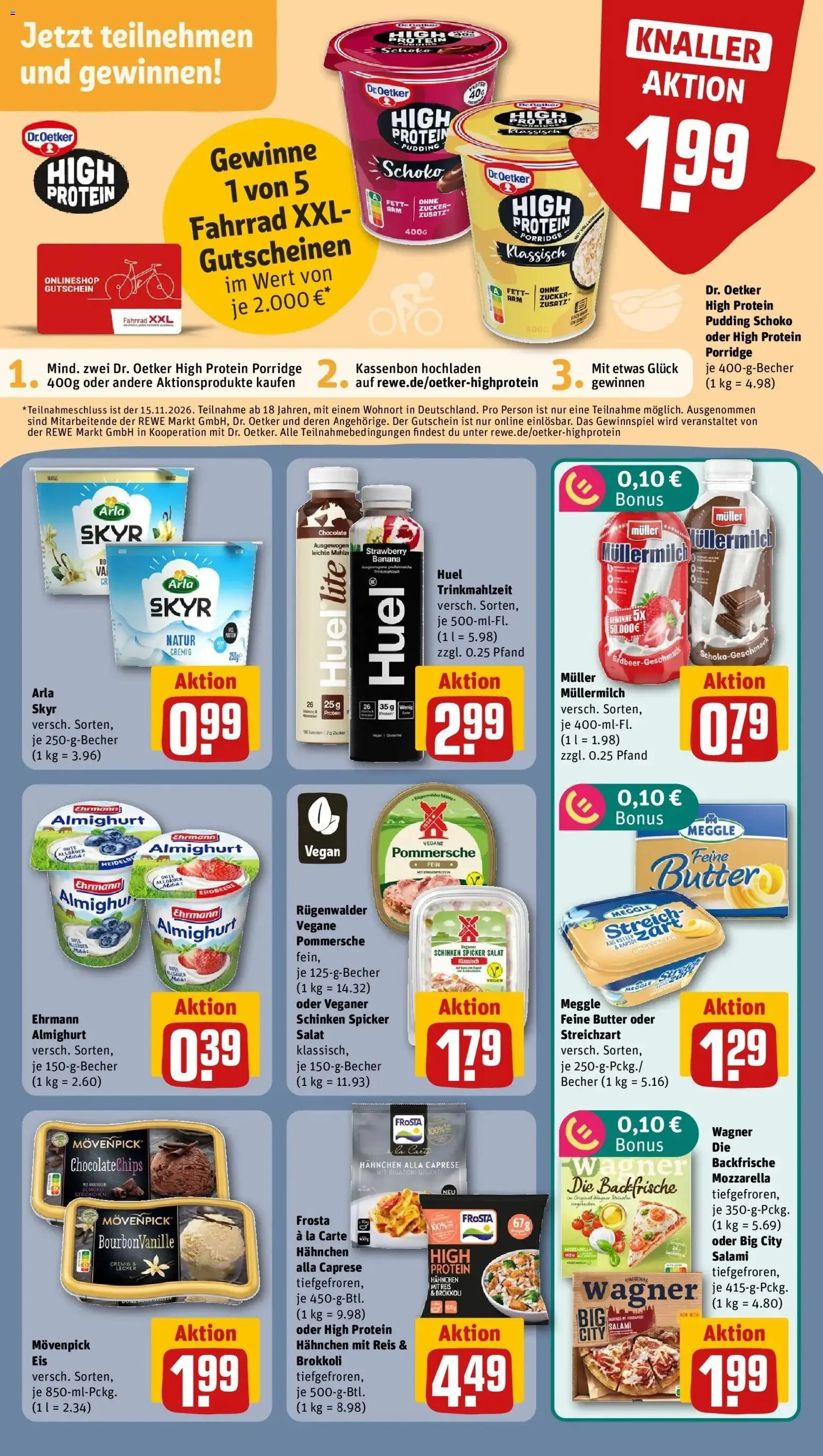 REWE Prospekt ab 19.10.2026 zum Blättern » Angebote | Seite: 14 | Produkte: Butter, Mozzarella, Müllermilch, Schinken