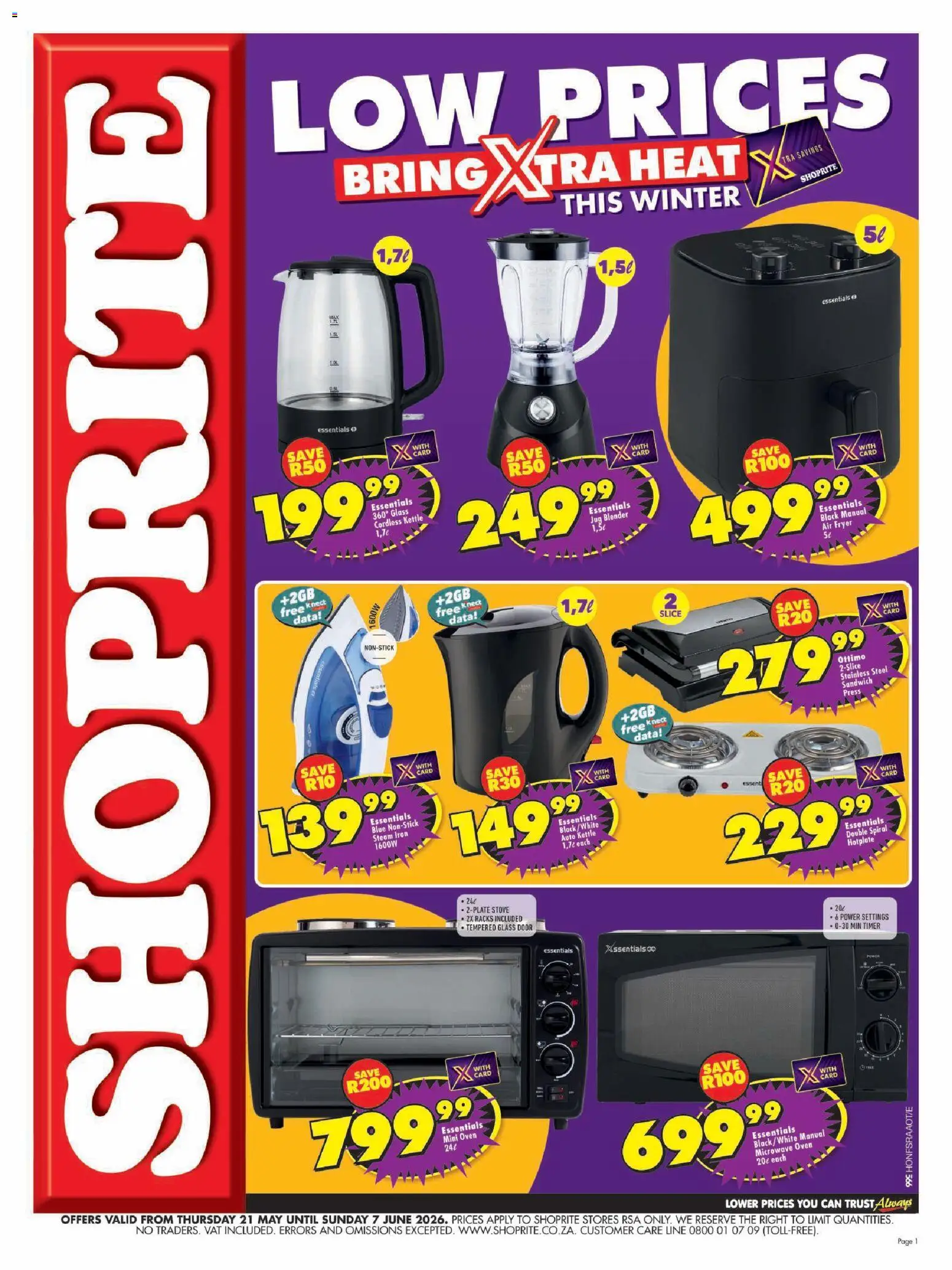 New Shoprite catalogue – valid from 21.05.2026 | Page: 1 | Products: Microwave oven, Fryer, Microwave, Blender
