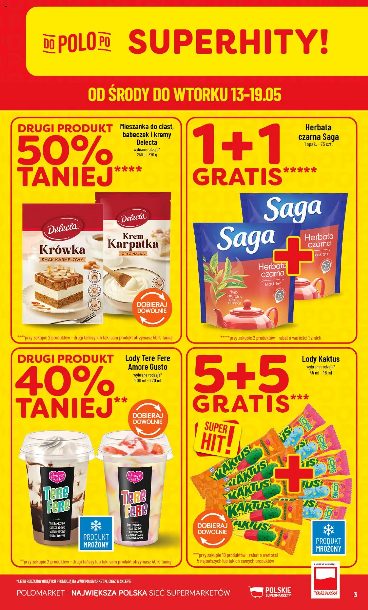 POLOmarket gazetka od 13.05.2026 | Strona: 3 | Produkty: Herbata, Lody Kaktus, Krem, Lody