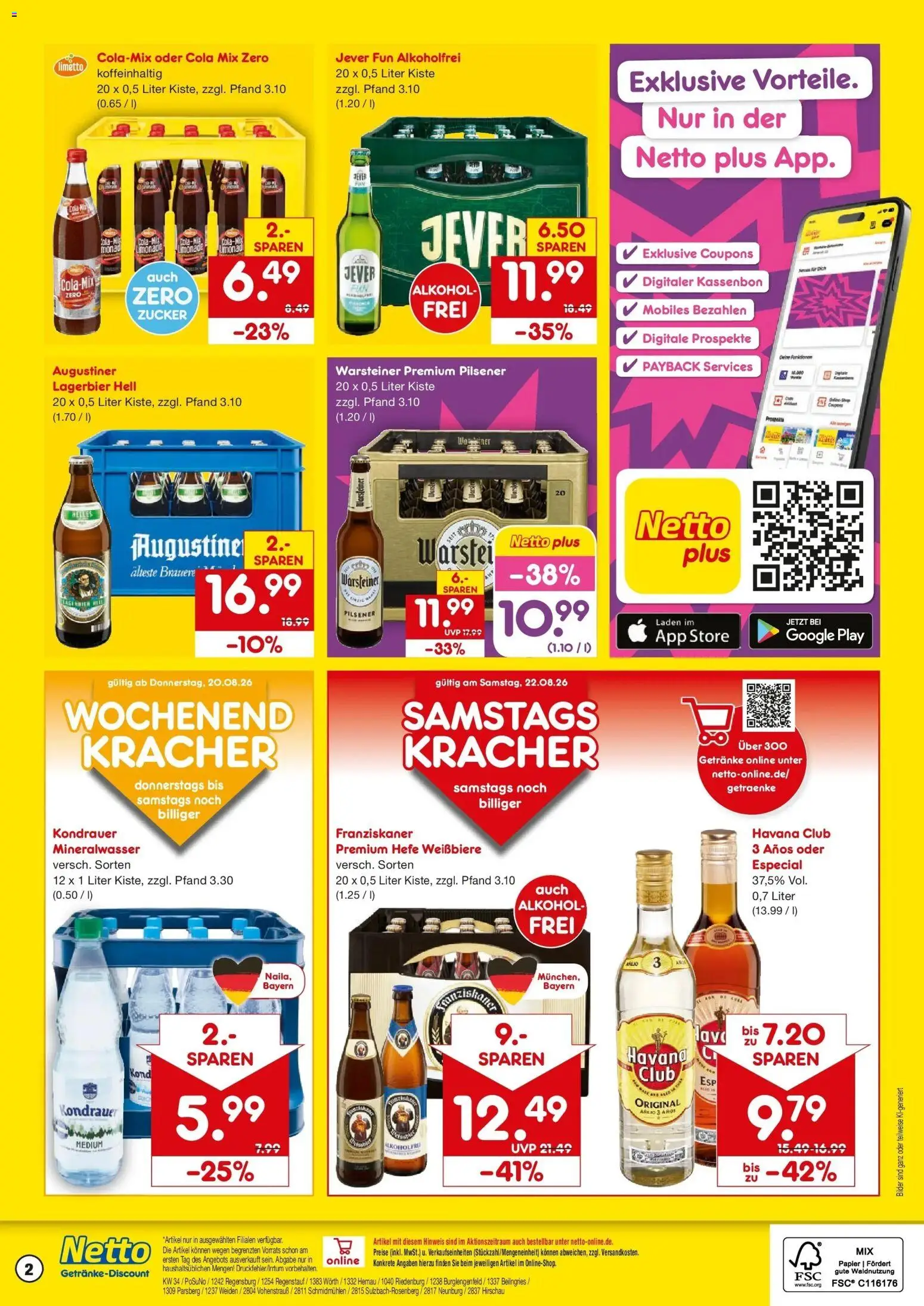 Netto Marken-Discount Prospekt Regensburg – gültig ab 17.08.2026 | Seite: 2 | Produkte: Havana club, Franziskaner, Bilder, Alkohol