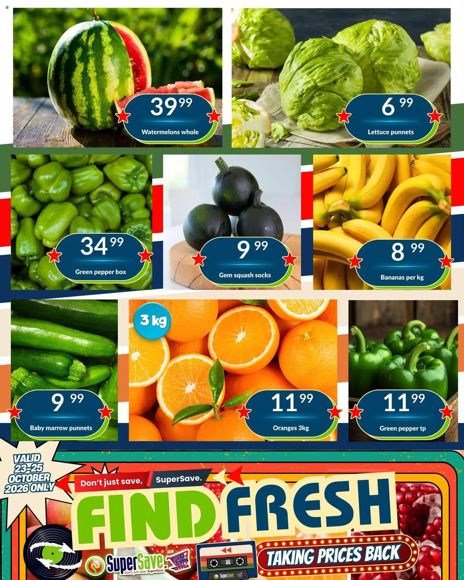 New Super Save catalogue – valid from 23/10/2026 | Page: 3 | Products: Box, Bananas, Lettuce, Watermelons