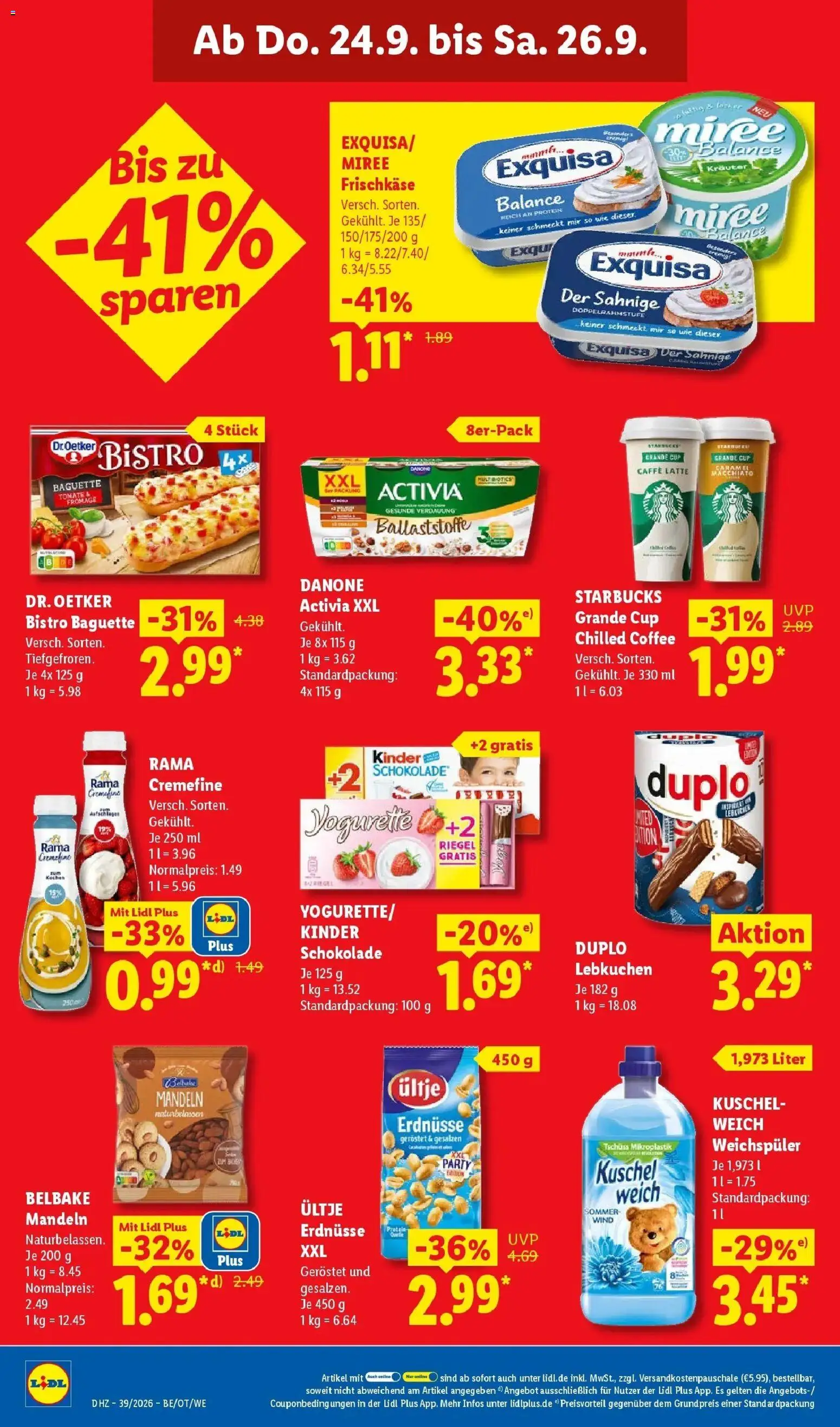 Lidl Prospekt Ehringshausen (ab 21.09.2026) zum Blättern » Angebote | Seite: 62 | Produkte: Activia, Danone activia, Starbucks, Frischkase