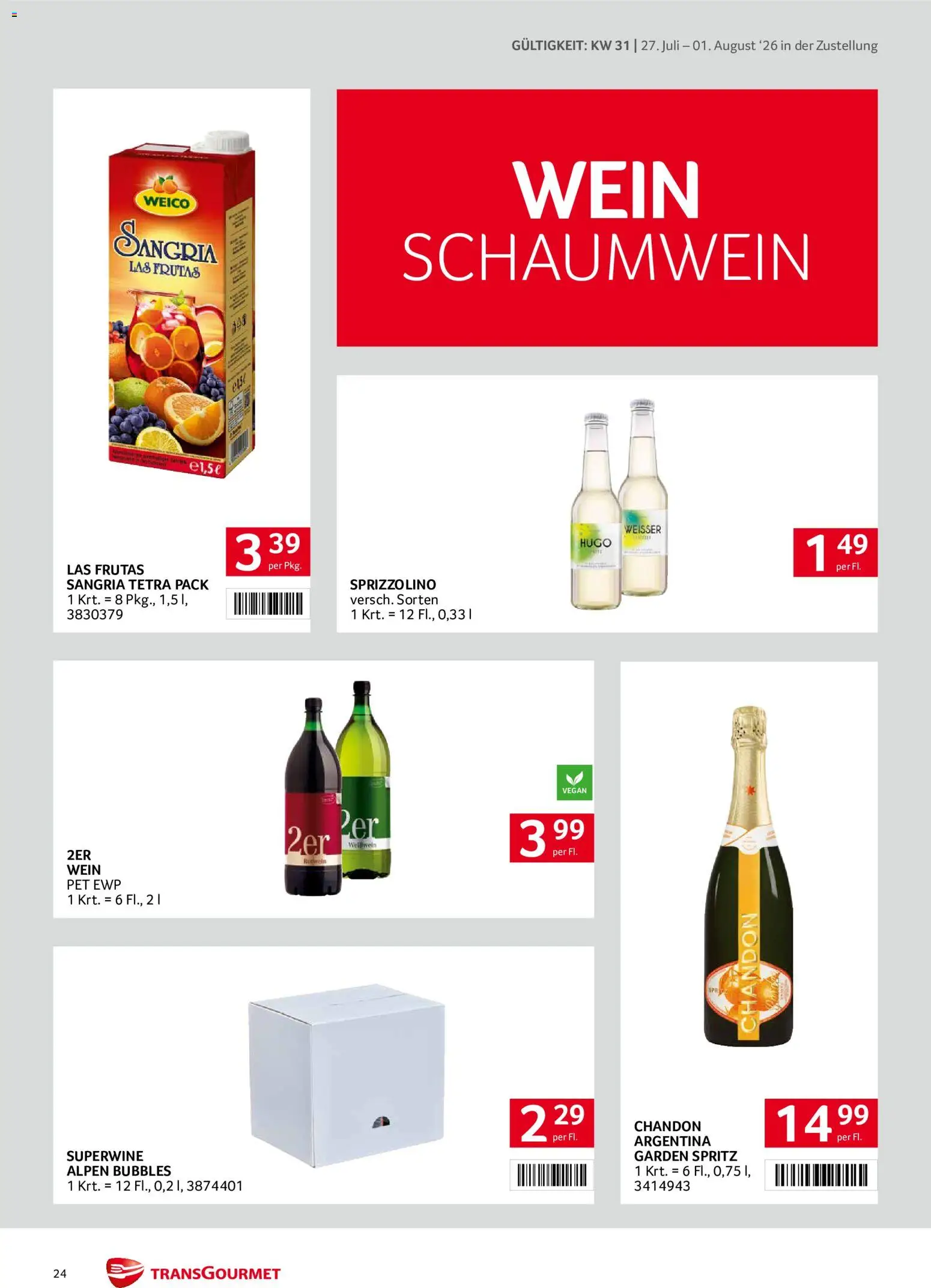 Transgourmet Zustellaktion gültig ab 27.07.2026 | Seite: 24 | Produkte: Wein